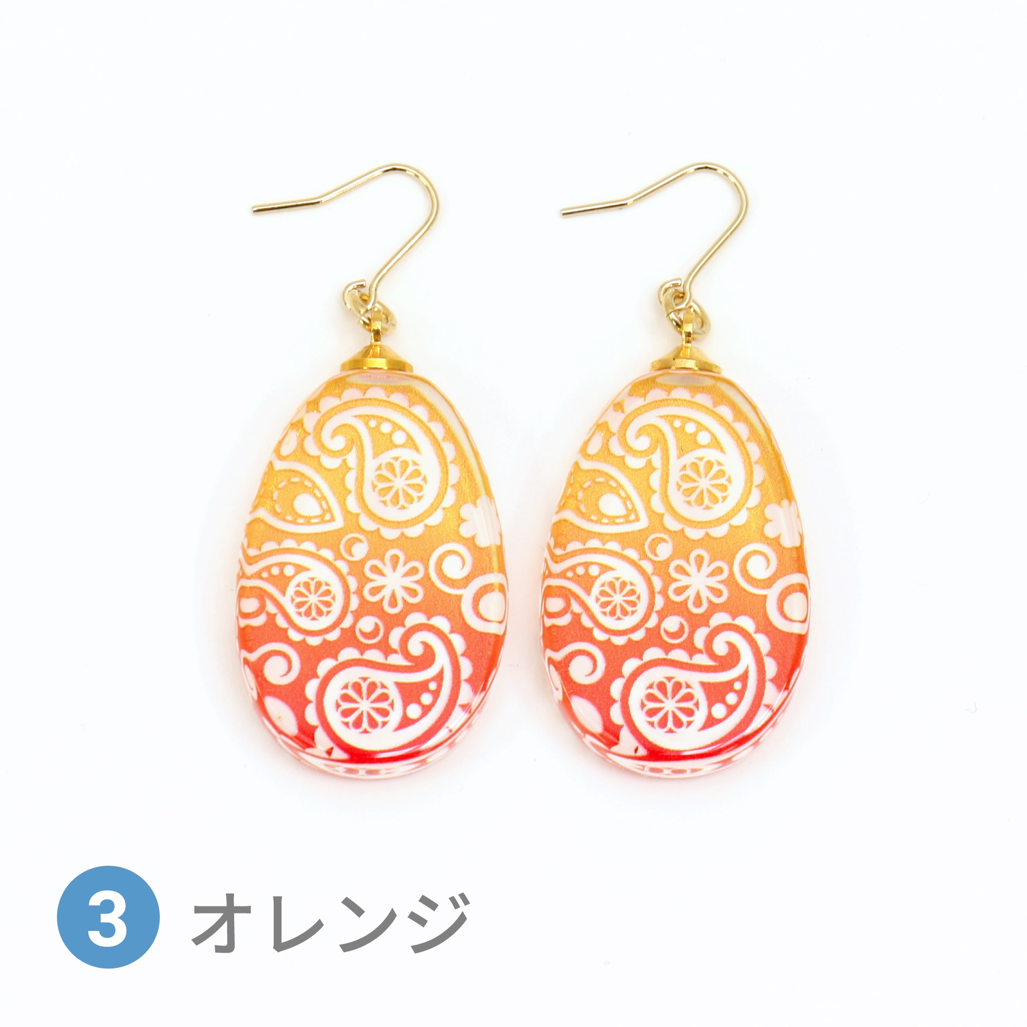 Glass accessories Pierced Earring PAISLEY orange drop shape