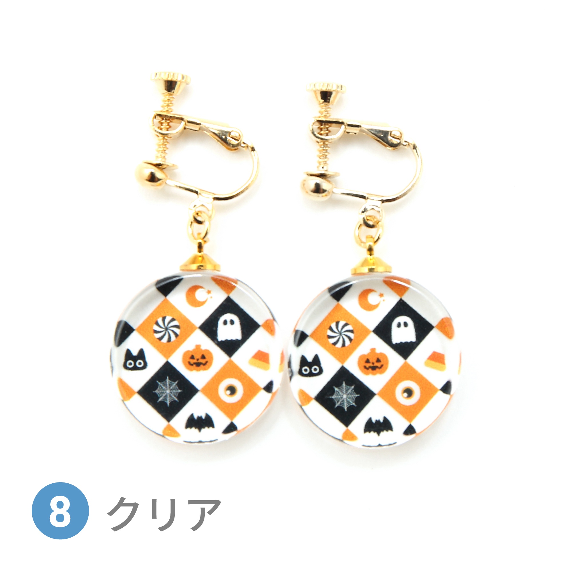 Glass accessories Earring HALLOWEEN PATTERN clear round shape
