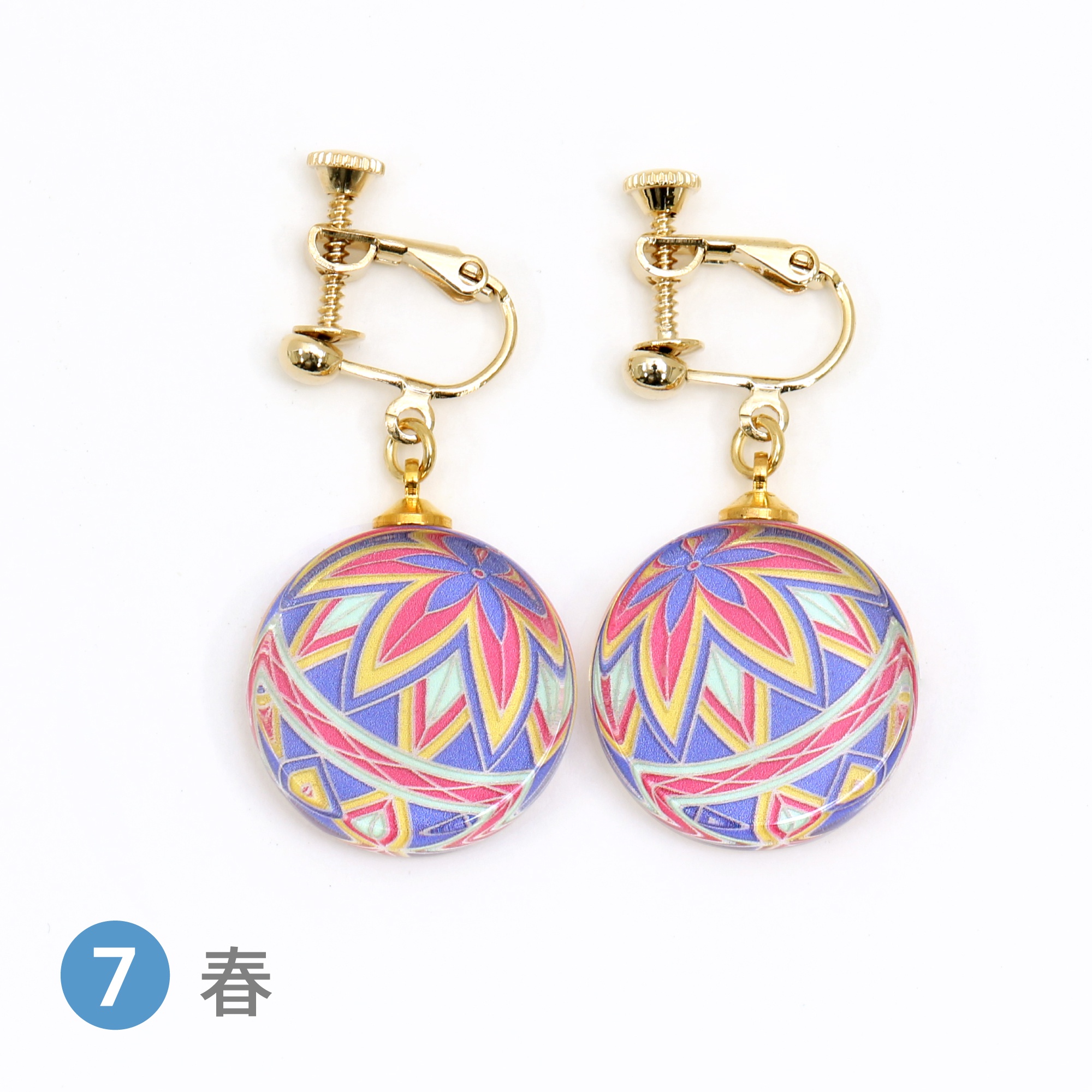 Glass accessories Earring TEMARI-ss- Spring round shape