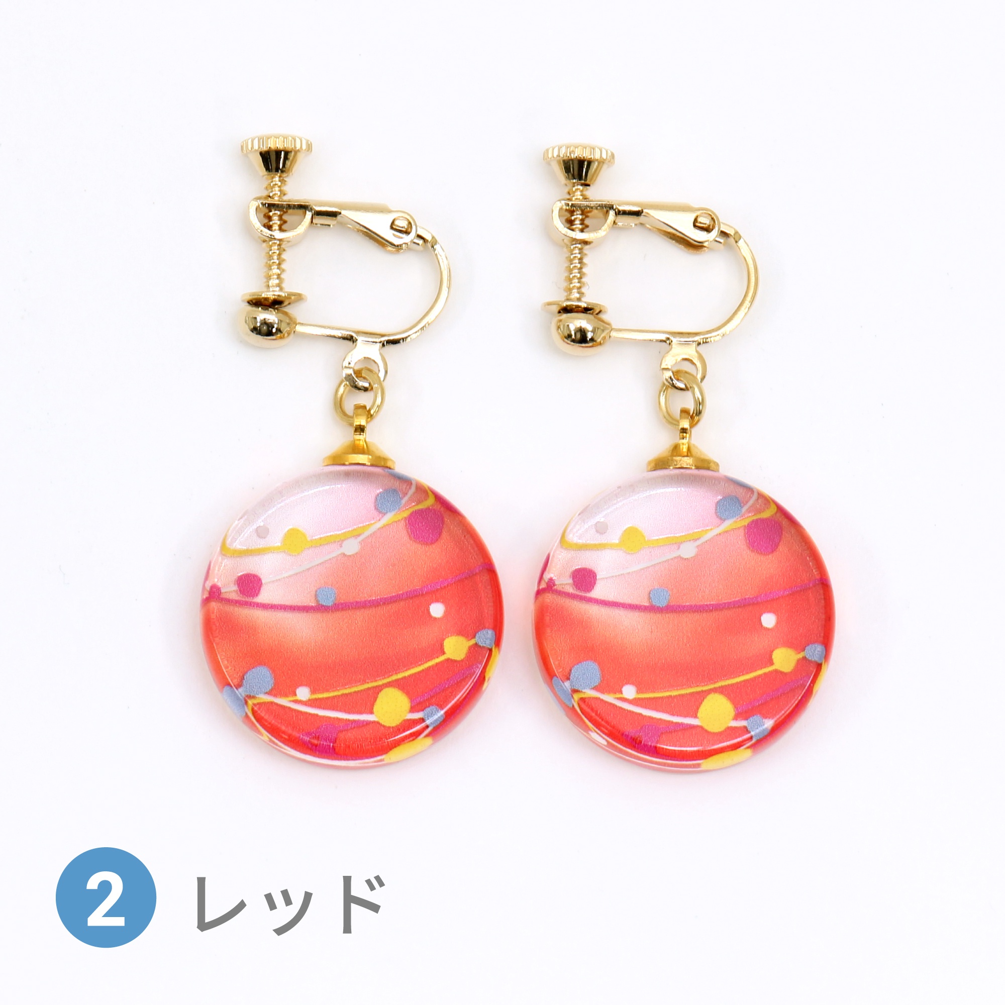 Glass accessories Earring WATER BALLOON red round shape