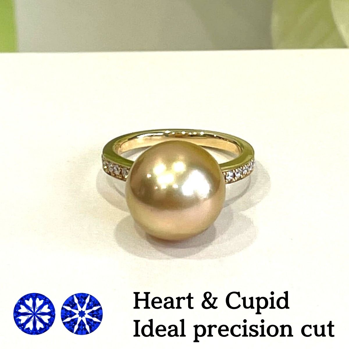[one of a kind] K18 golden pearl diamond Ring diamond 0.150ct(Ideal precision cut) size :JCS11.5 US6.25(adjustable)