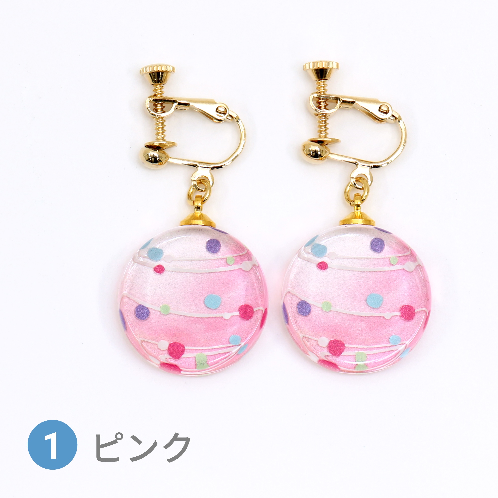 Glass accessories Earring WATER BALLOON pink round shape