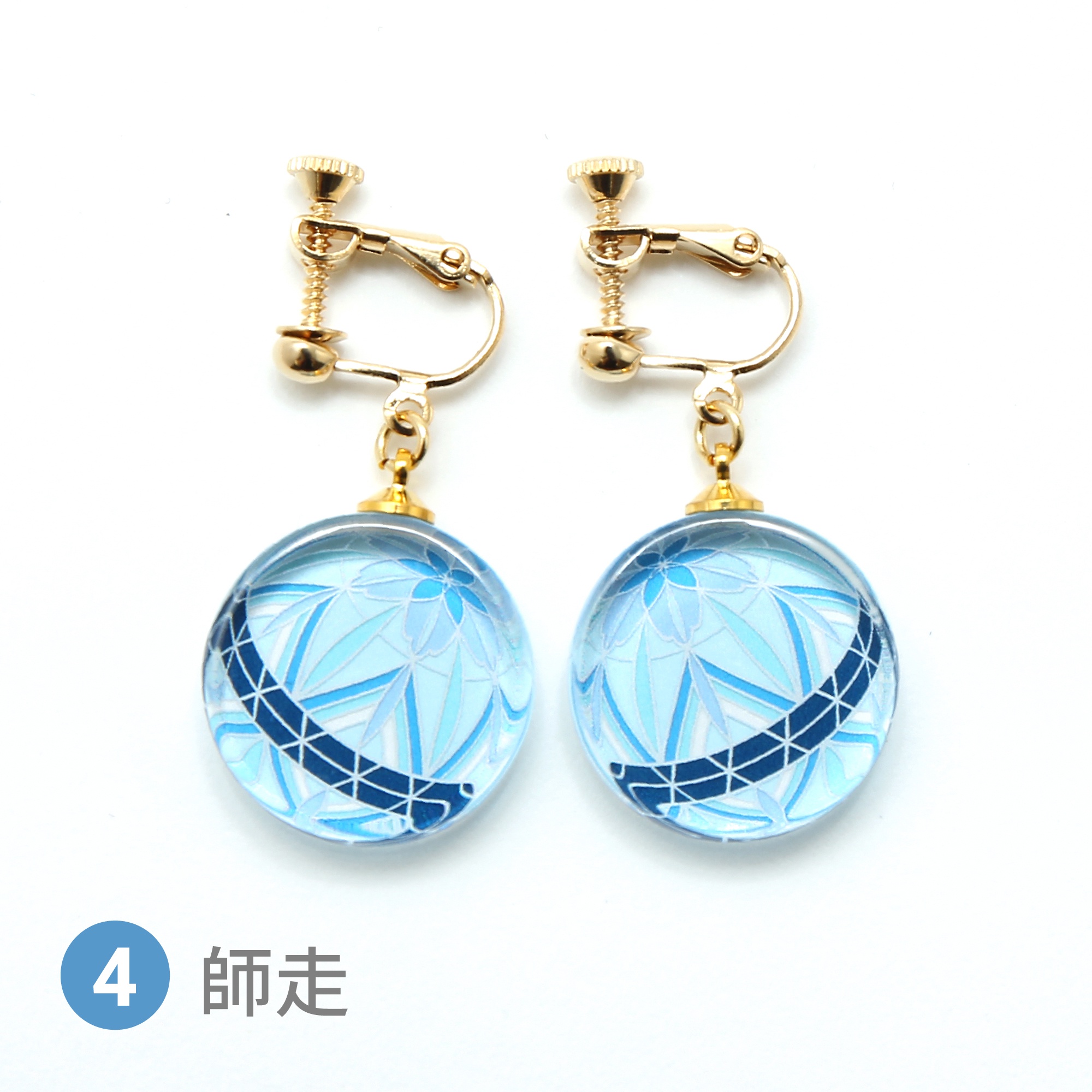 Glass accessories Earring TEMARI-aw- December round shape