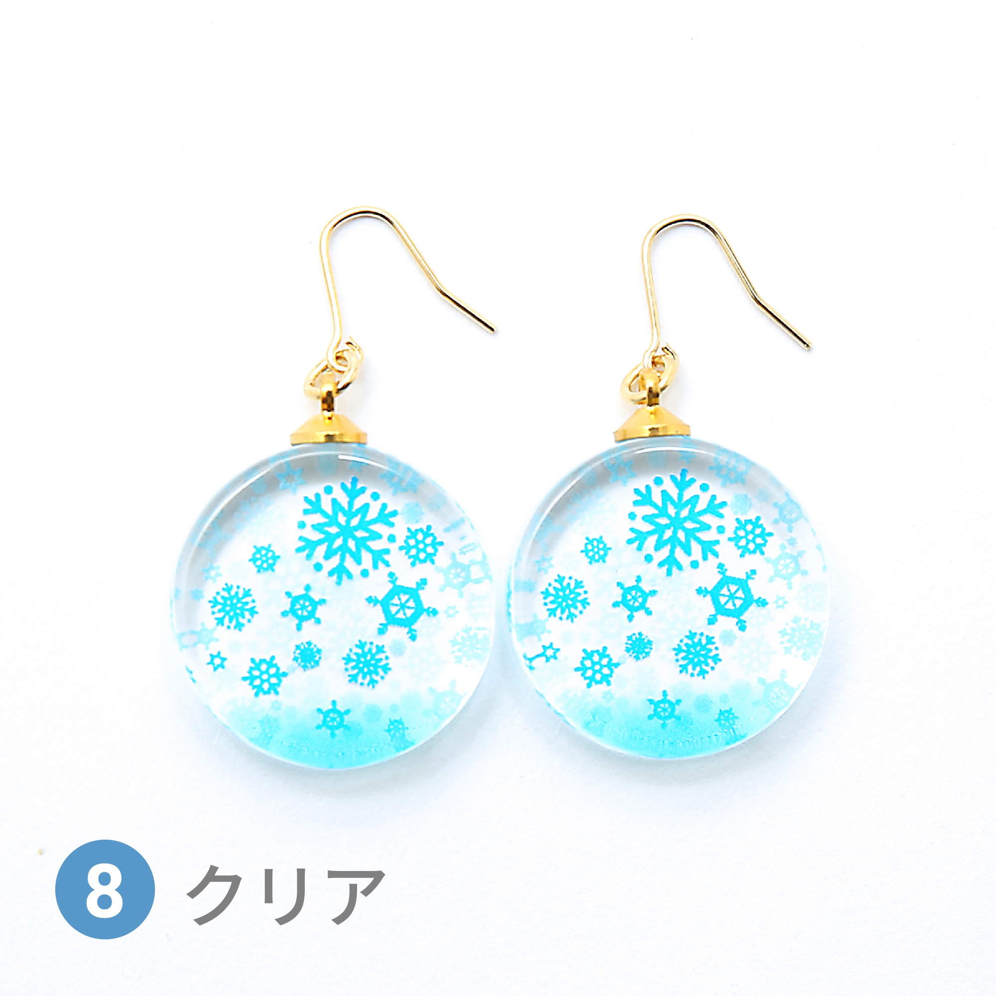 Glass accessories Pierced Earring Shiny winter clear round shape