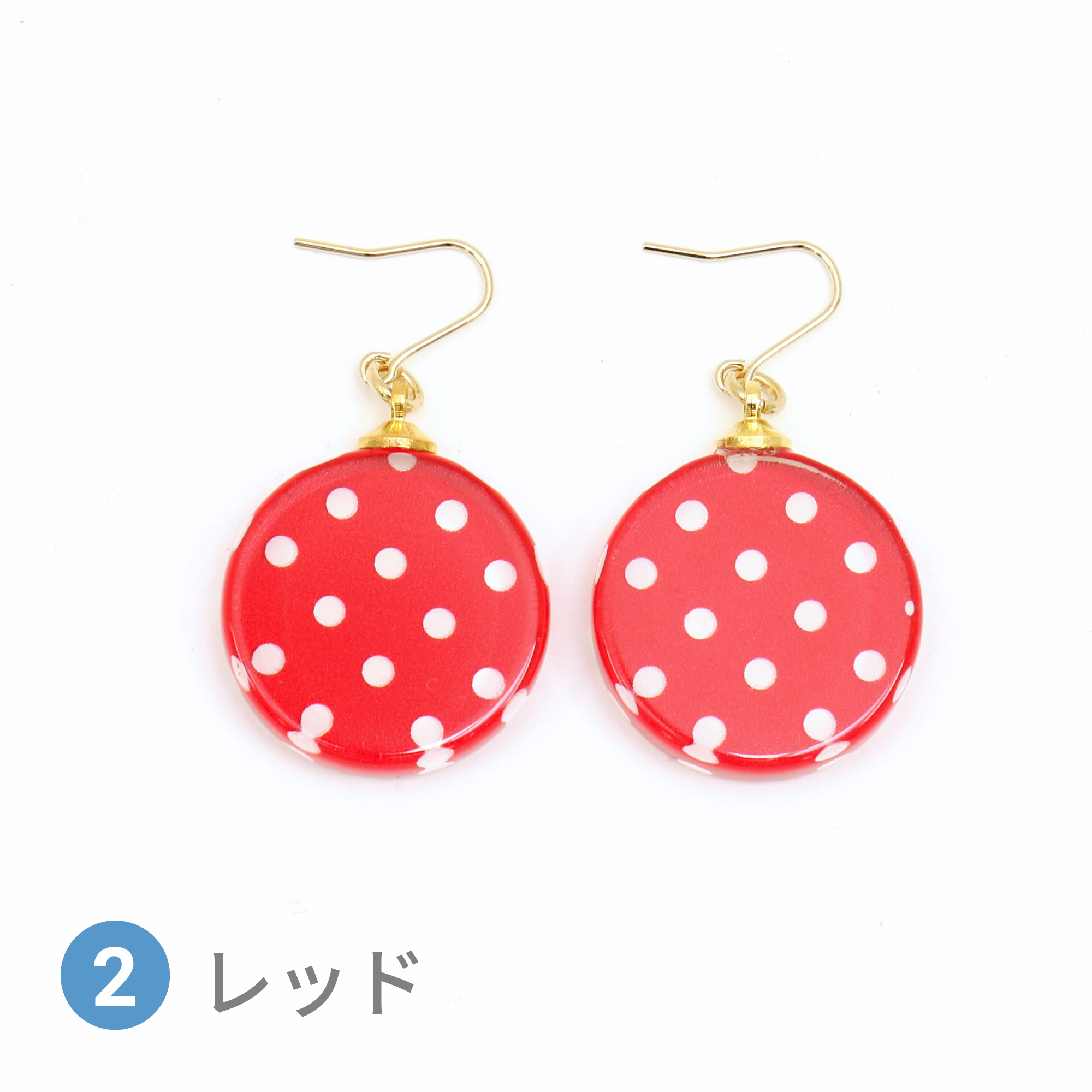 Glass accessories Pierced Earring DOT red round shape