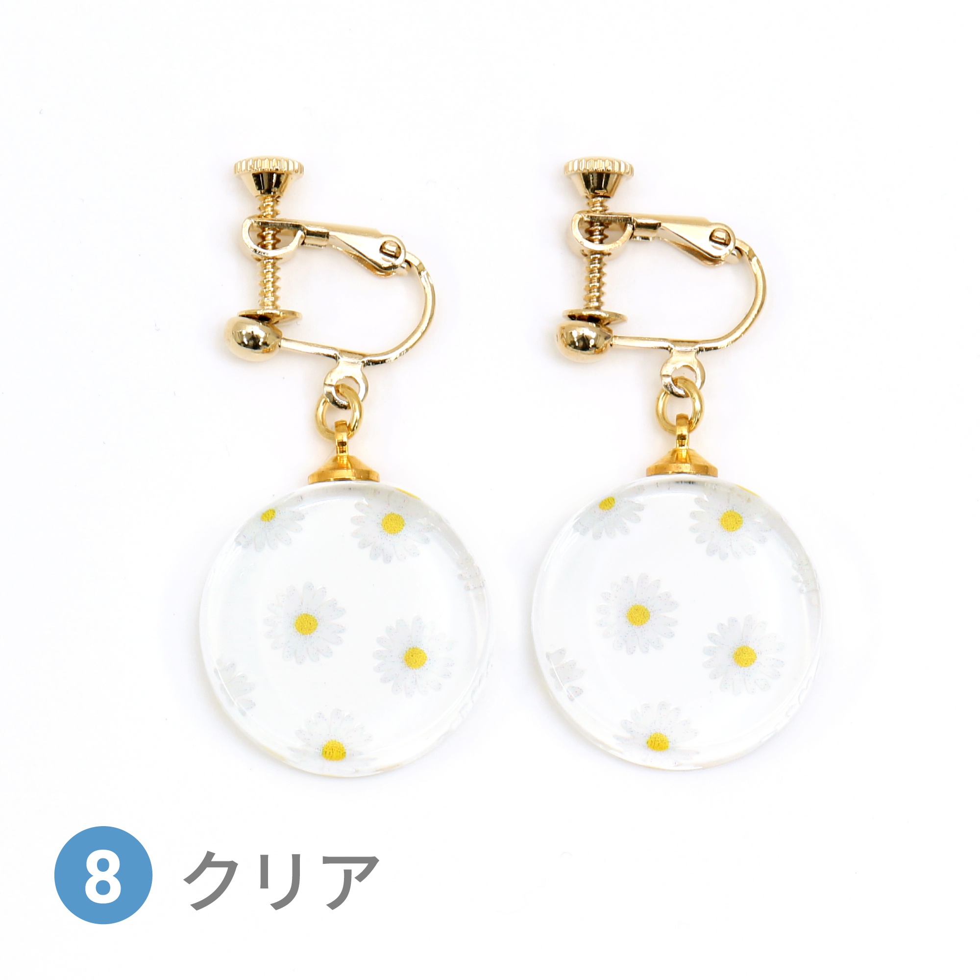 Glass accessories Earring MARGARET clear round shape