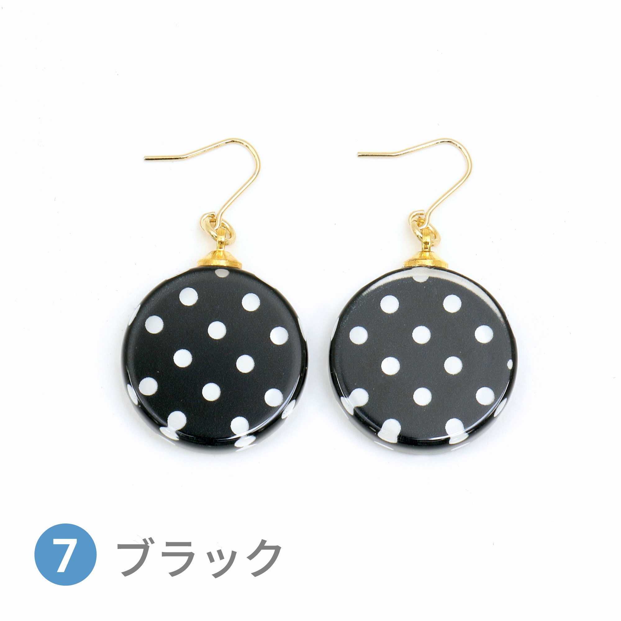 Glass accessories Pierced Earring DOT black round shape