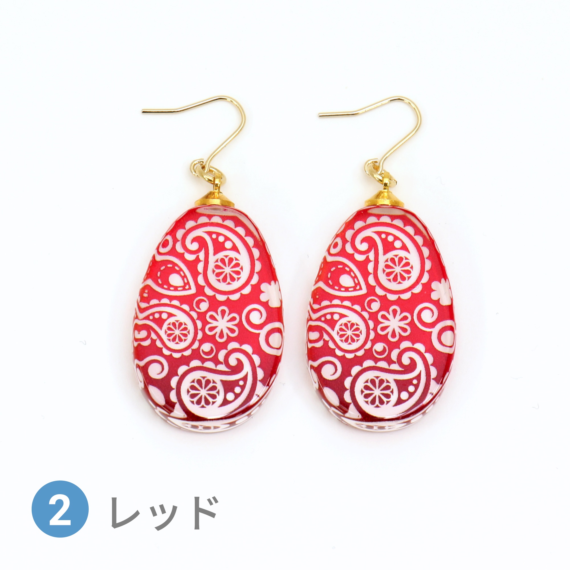 Glass accessories Pierced Earring PAISLEY red drop shape