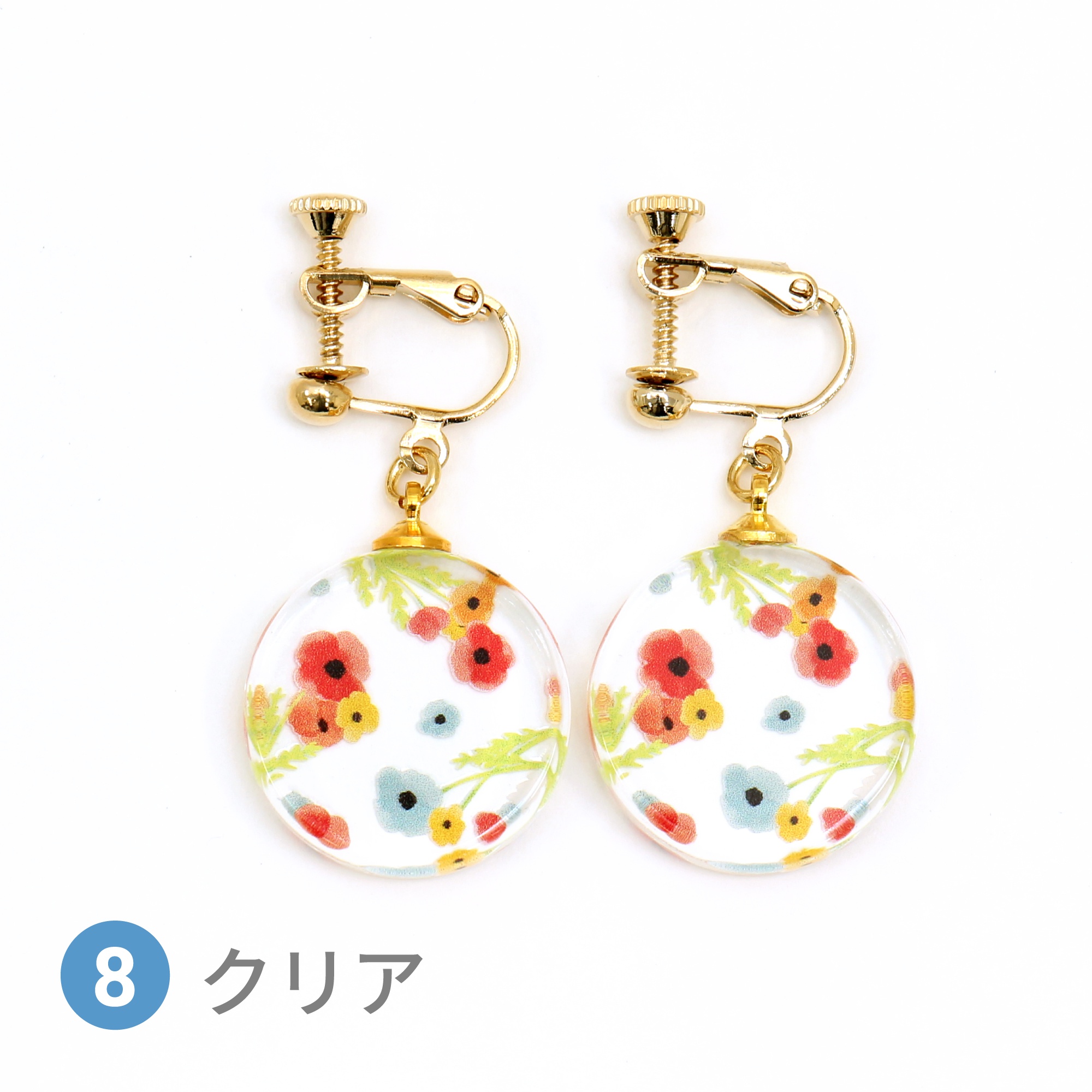 Glass accessories Earring POPPY clear round shape