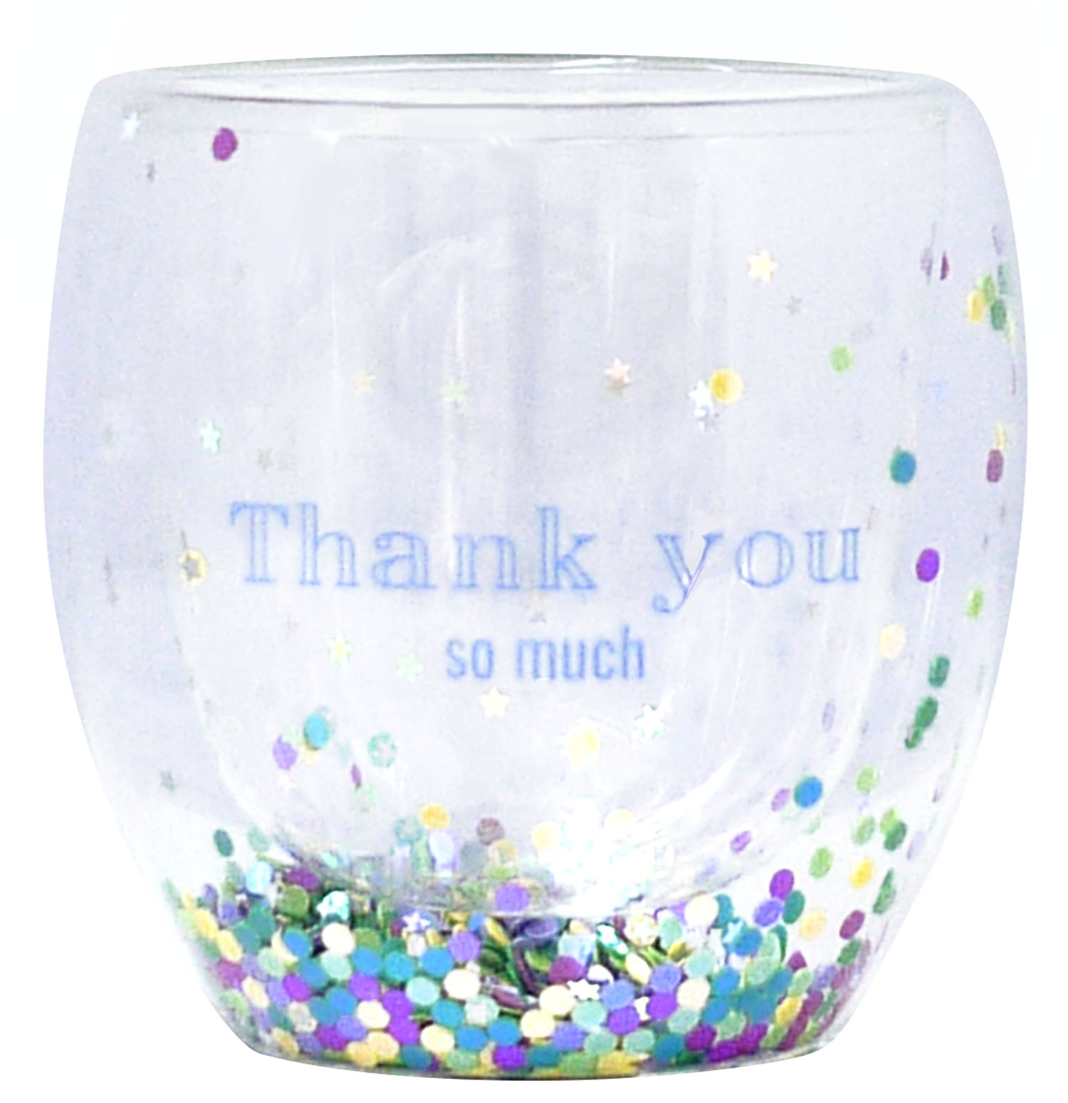 Glitter double wall glass -Thank you so much