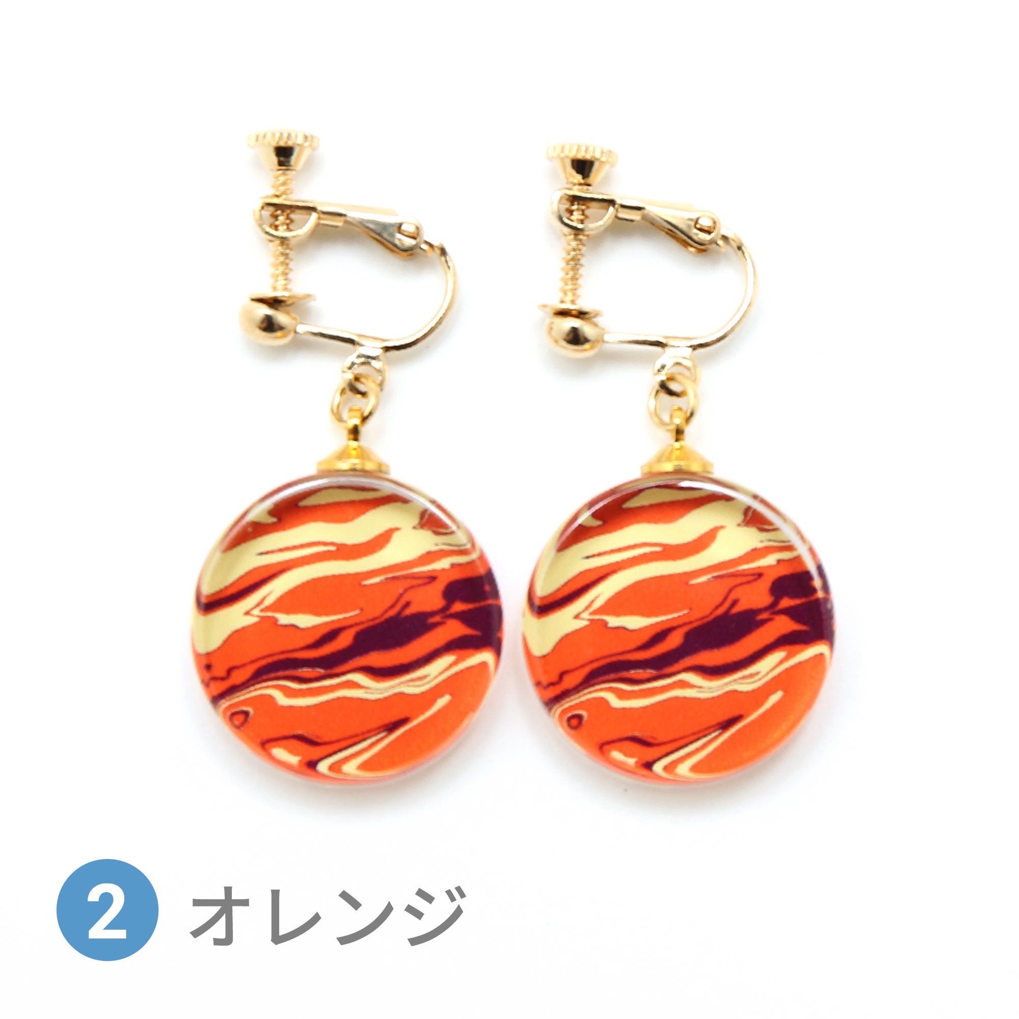Glass accessories Earring MARBLE orange round shape
