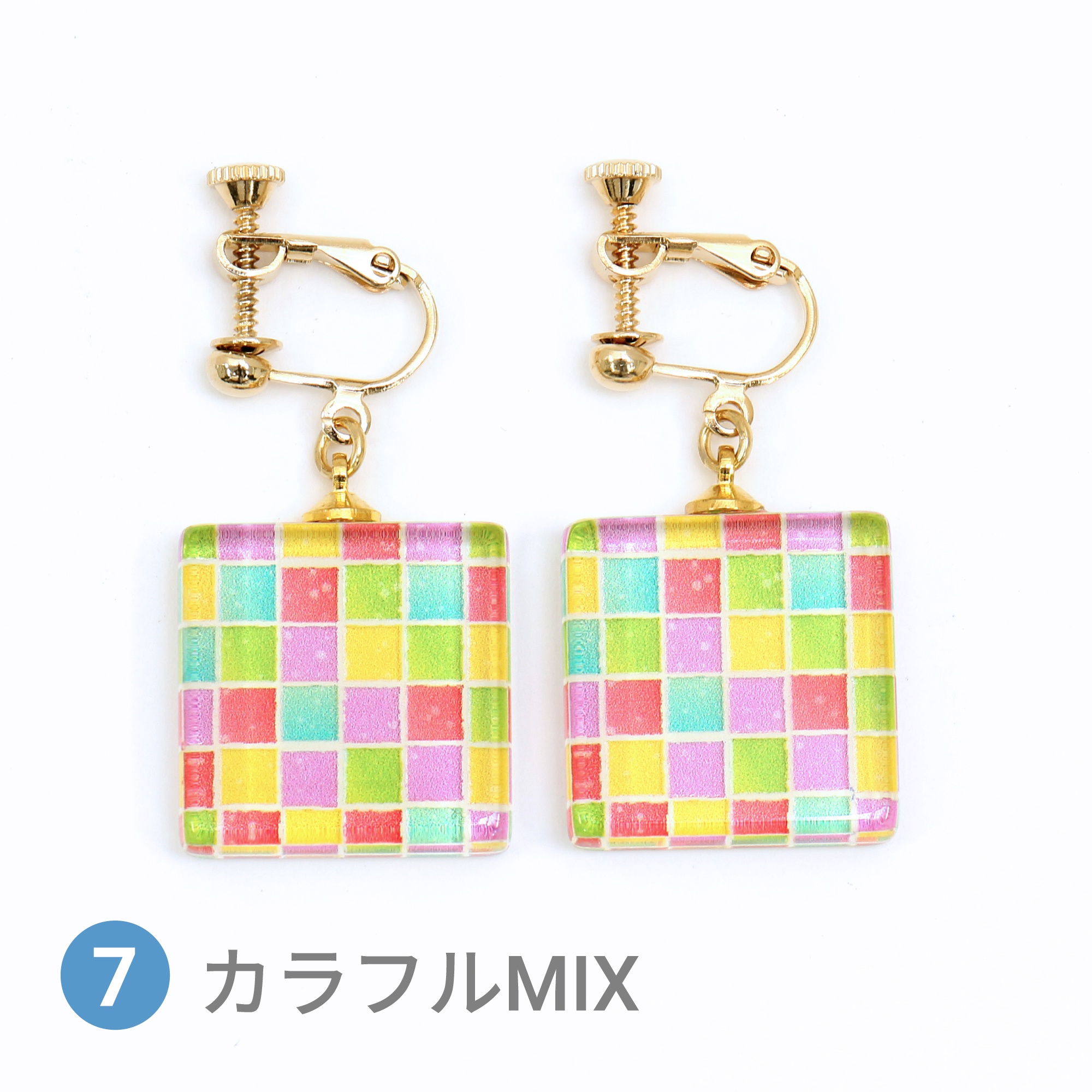 Glass accessories Earring TILE colorful mix square shape