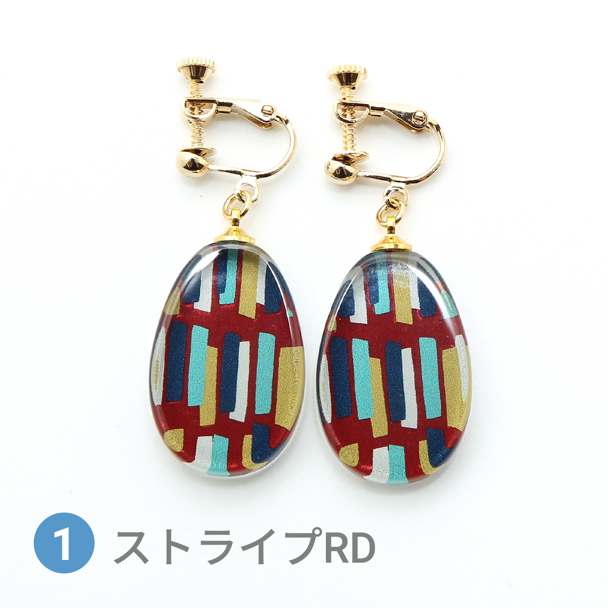 Glass accessories Earring SCANDINAVIAN stripe red drop shape