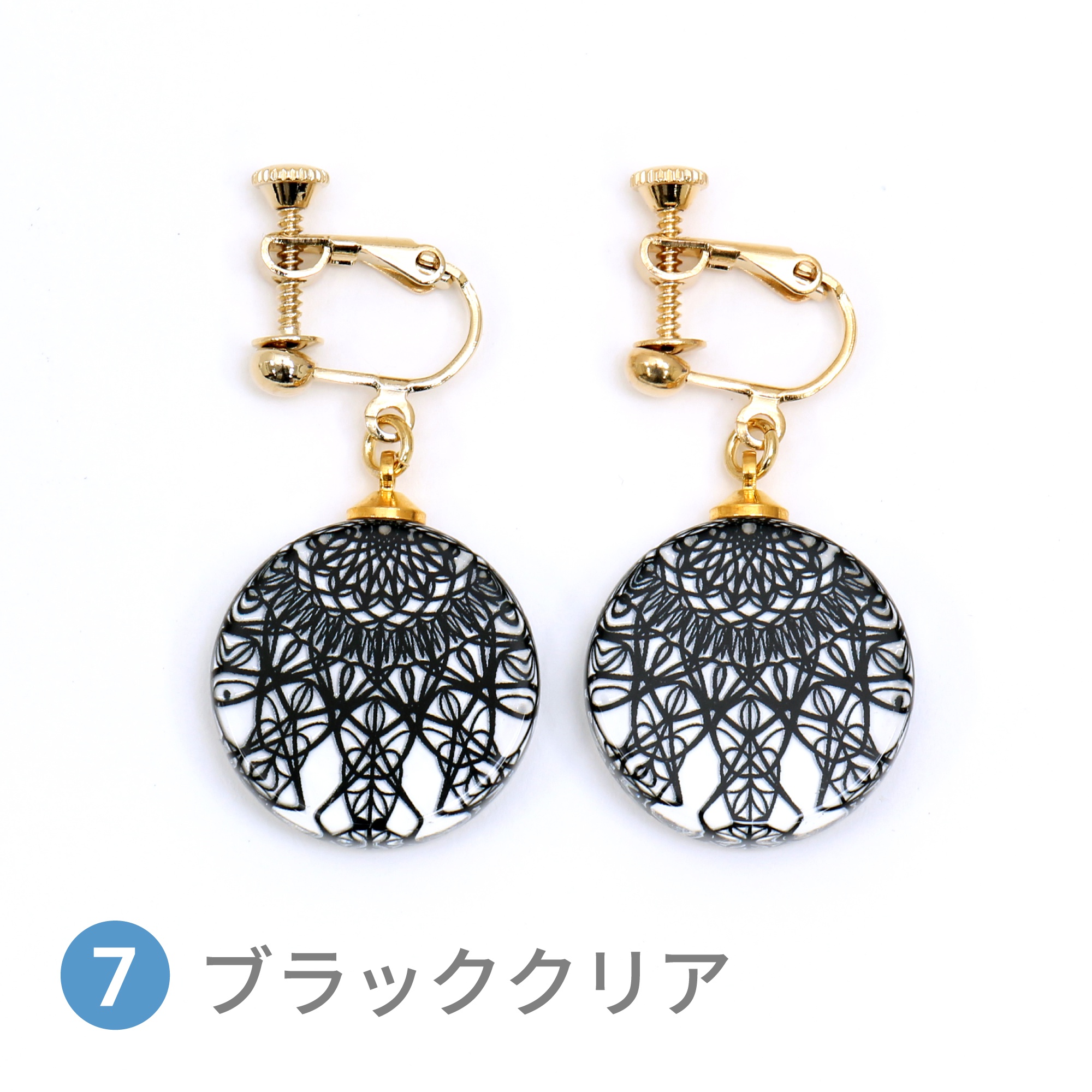 Glass accessories Earring LACE black clear round shape