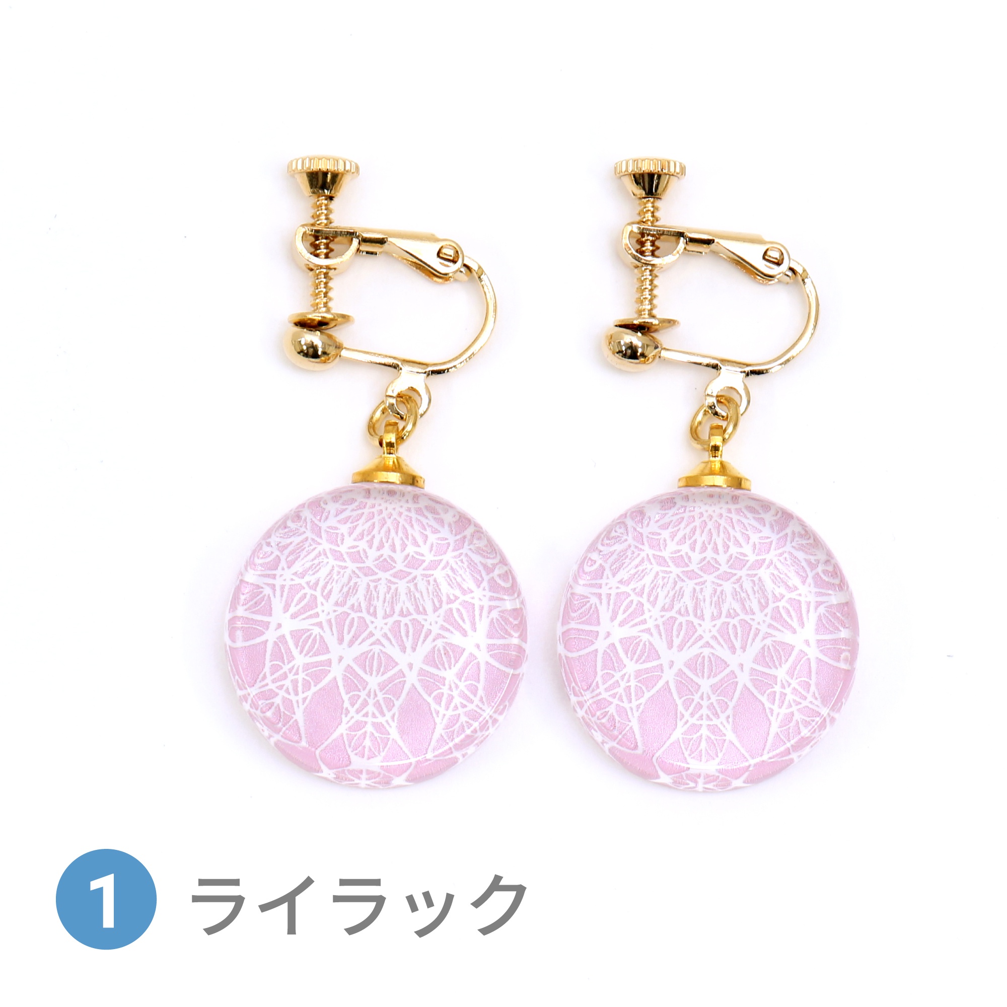 Glass accessories Earring LACE lilac round shape