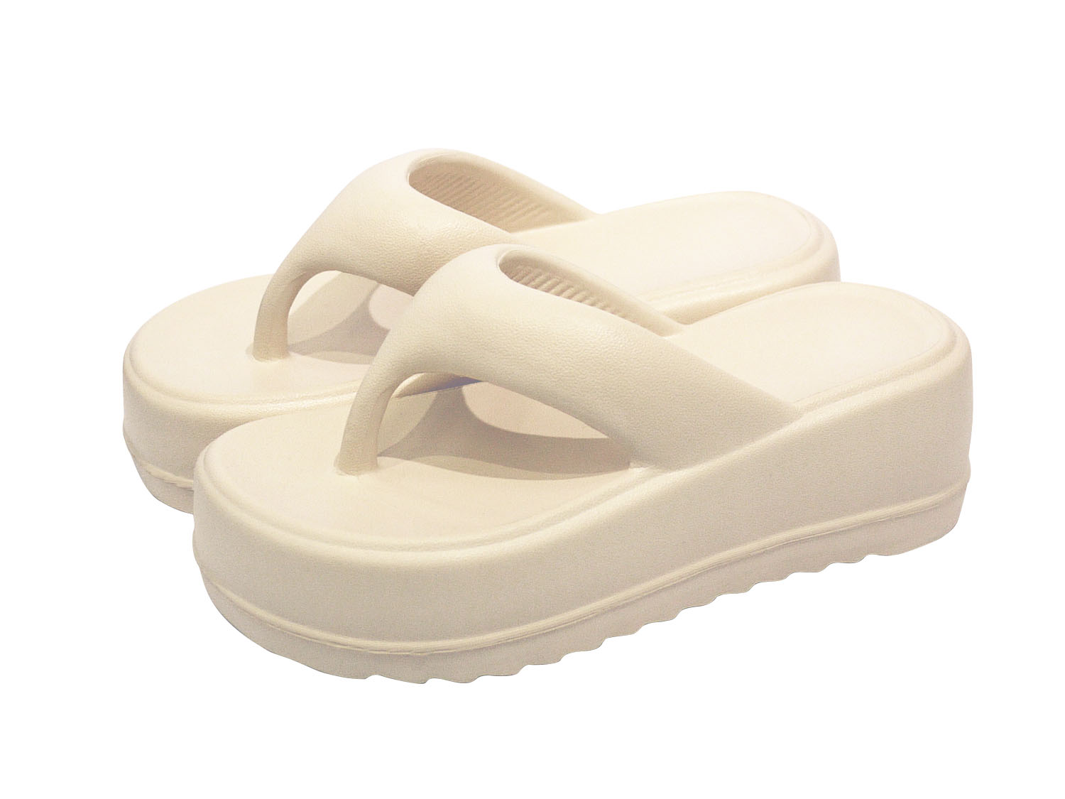 Thick-soled Thong Sandal Ivory Womens L Size 