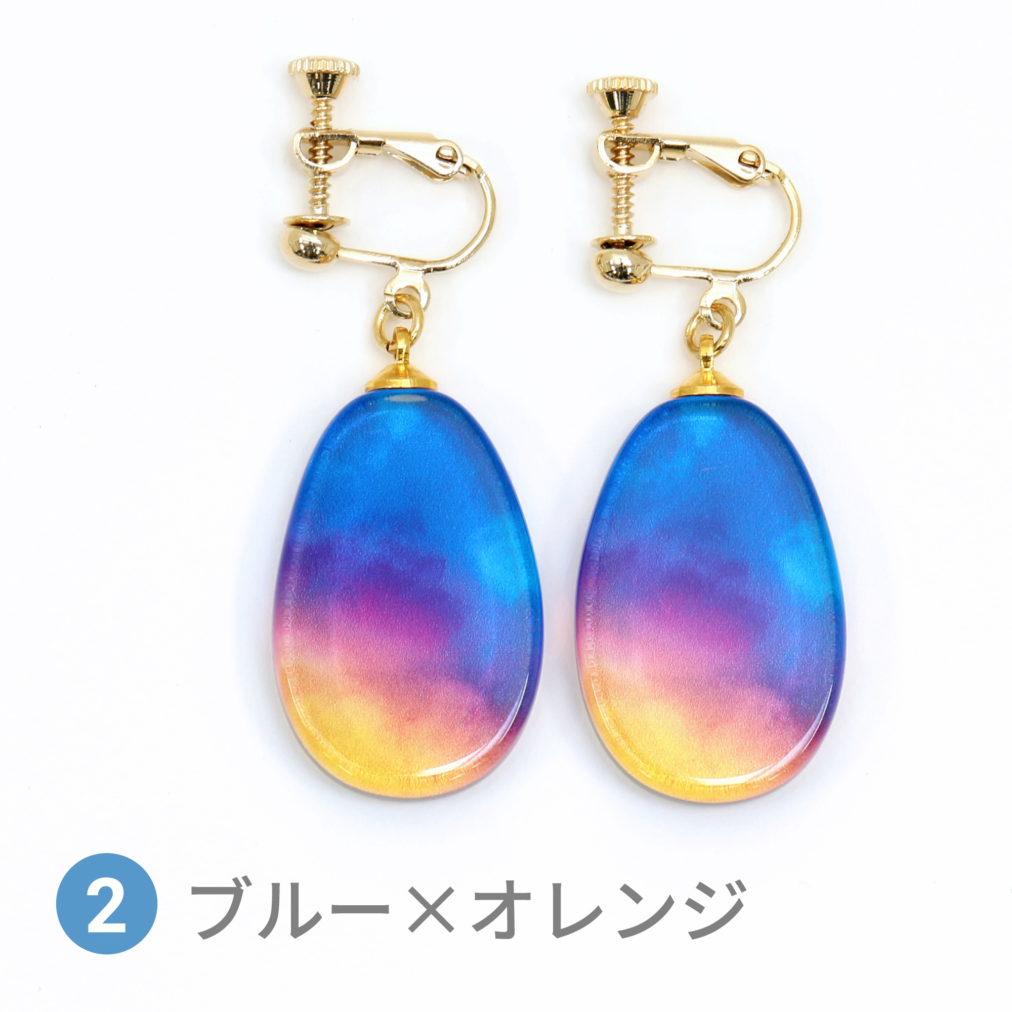 Glass accessories Earring AURORA blue &orange drop shape