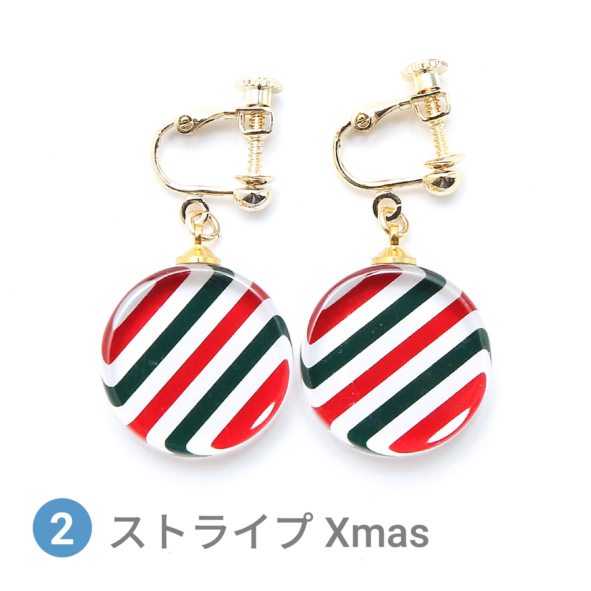 Glass accessories Earring Xmas color stripe round shape