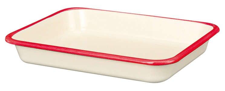 ENAMELED TRAY L NEW RED