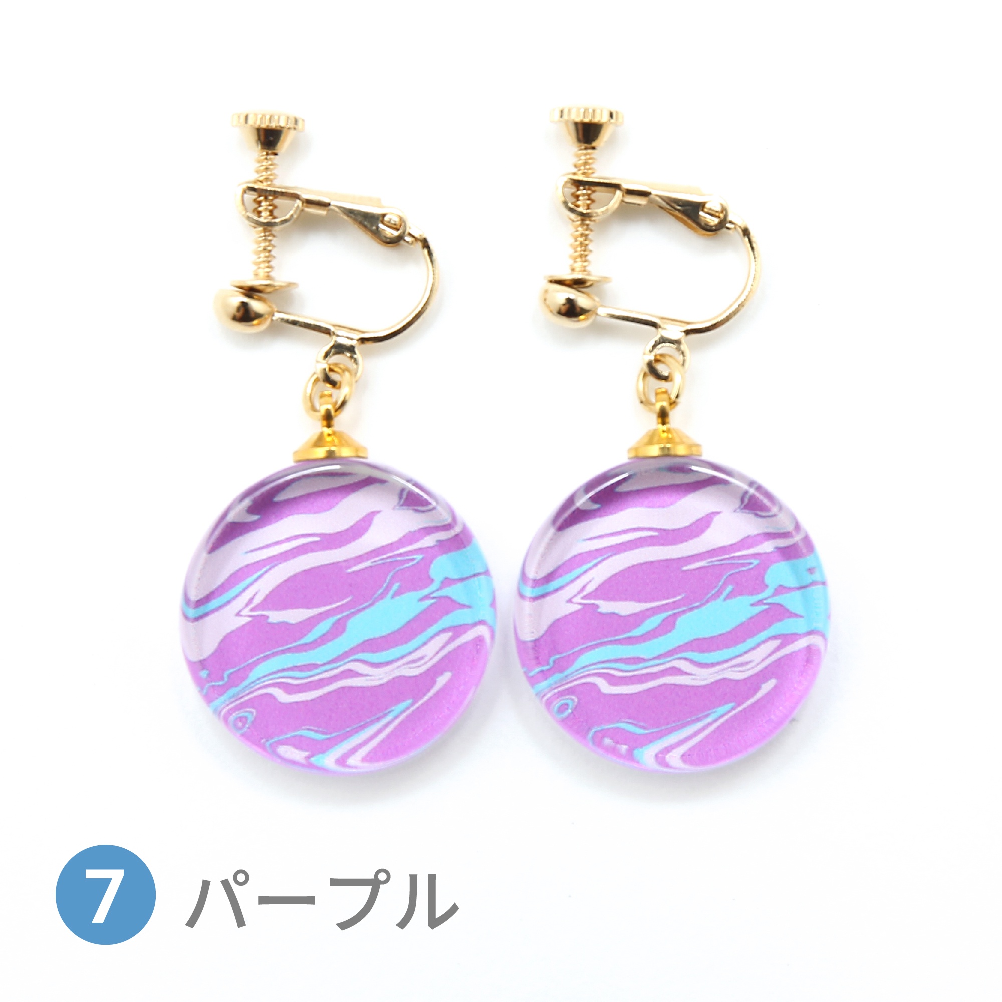 Glass accessories Earring MARBLE purple round shape