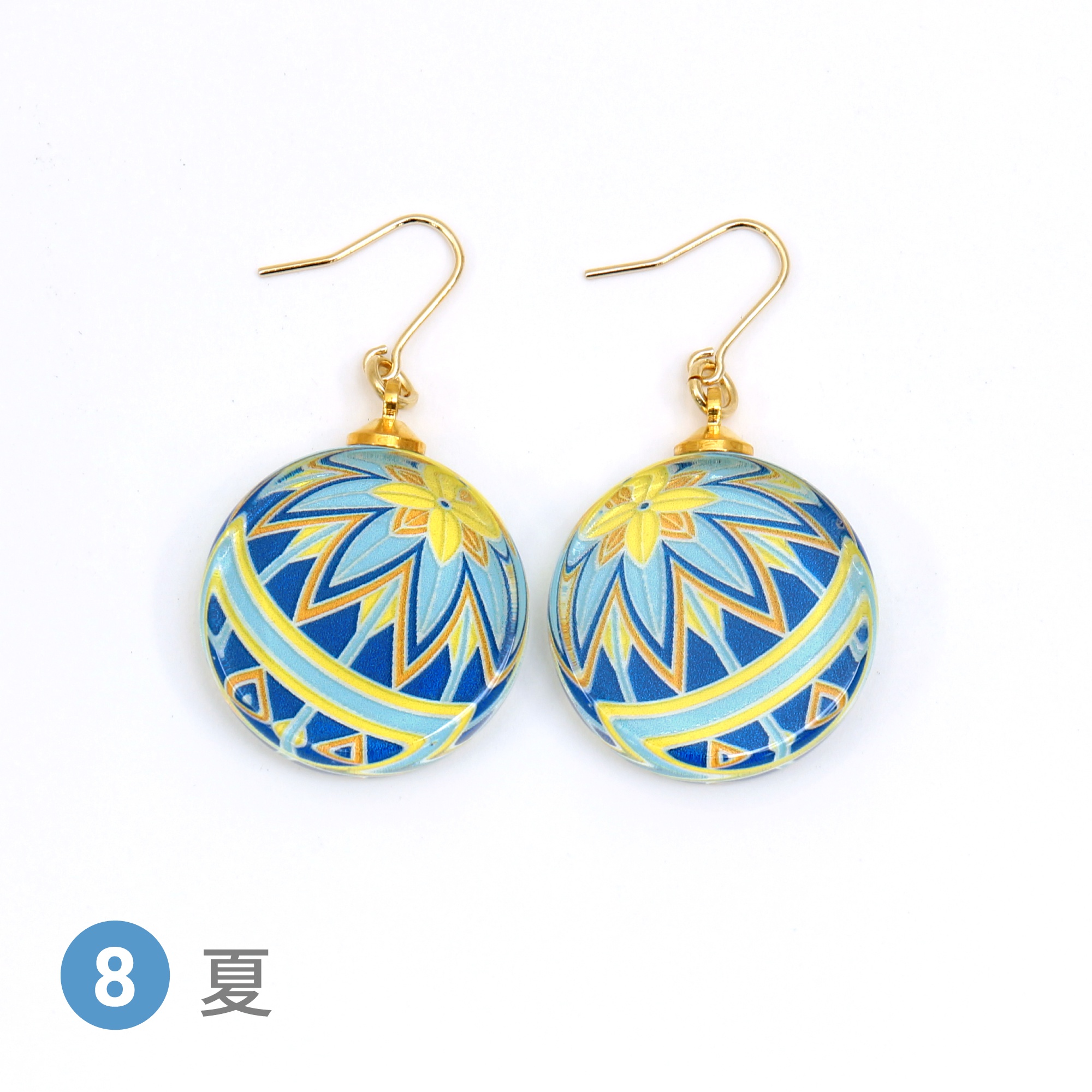 Glass accessories Pierced Earring TEMARI-ss- Summer round shape