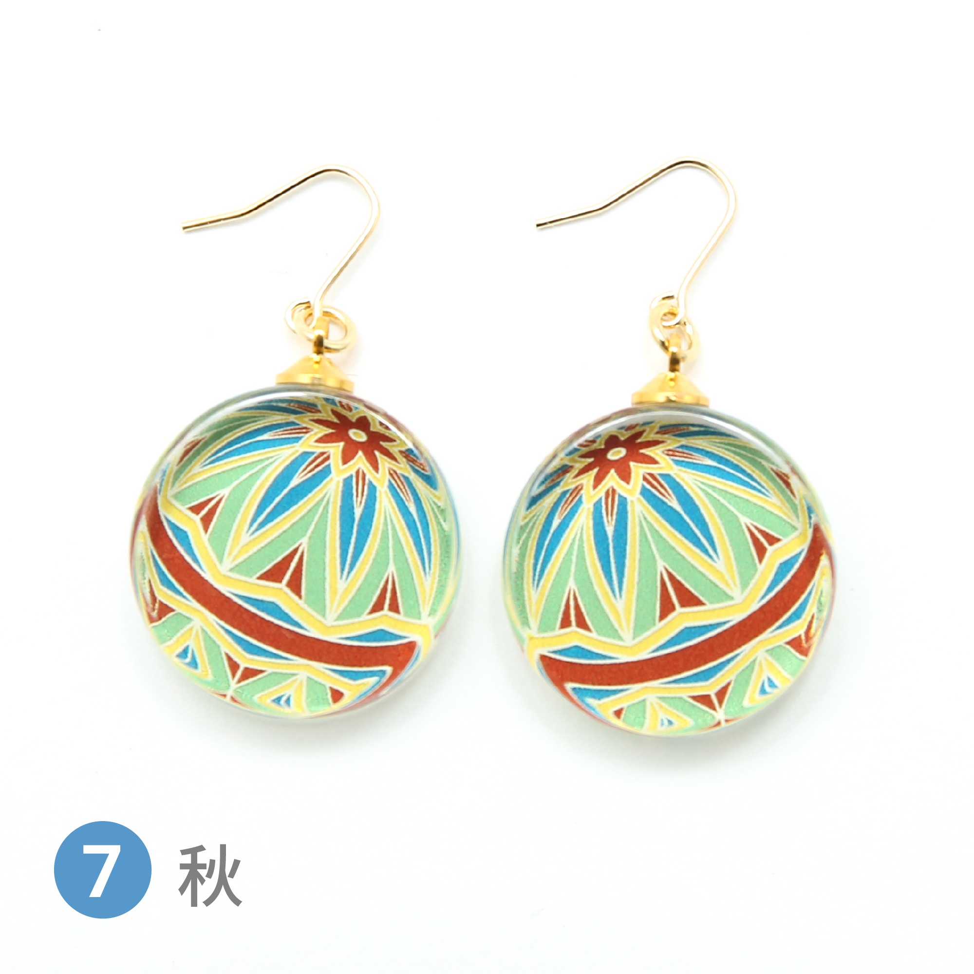 Glass accessories Pierced Earring TEMARI-aw- Autum round shape