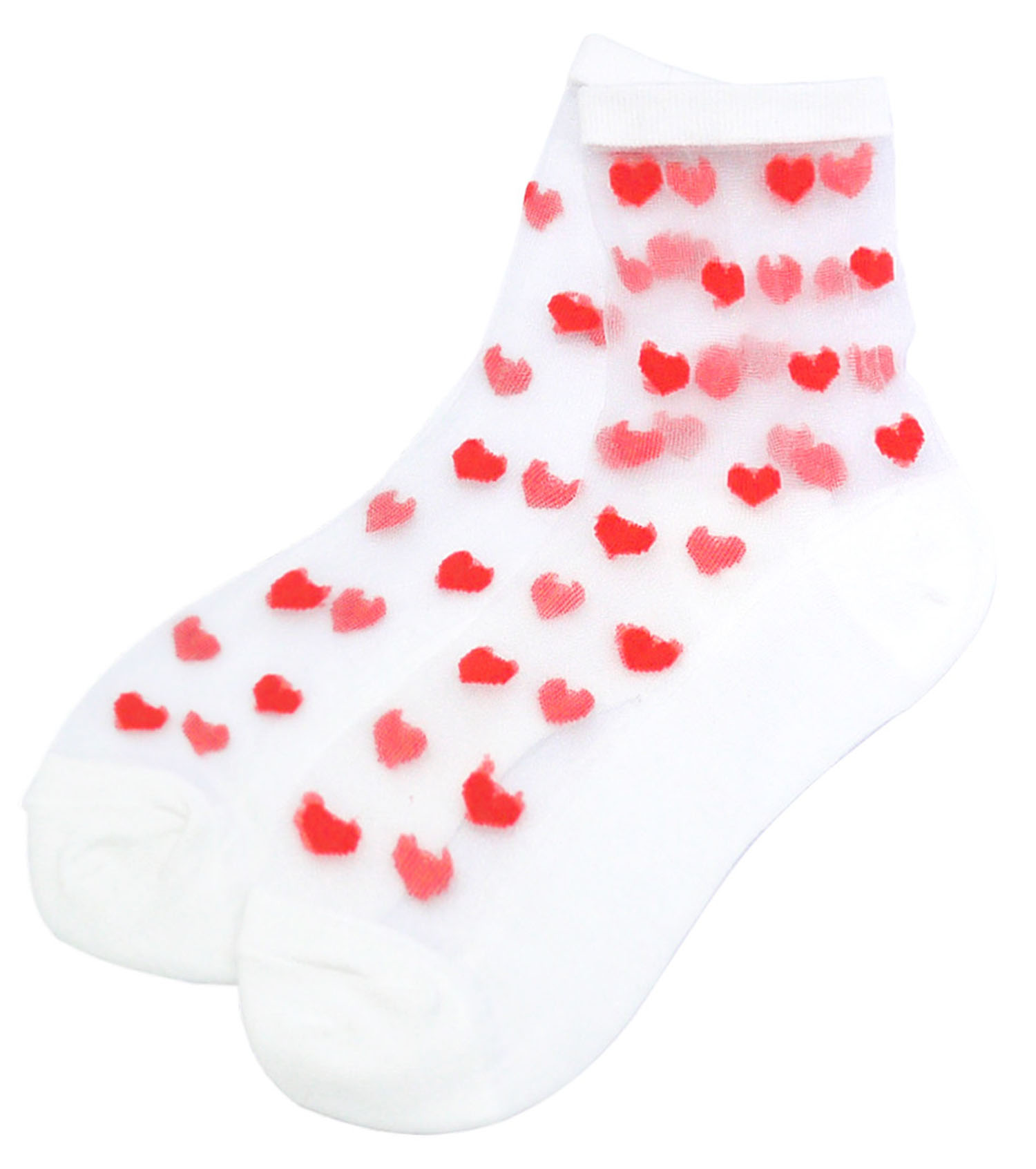 See-through Socks Heart Red