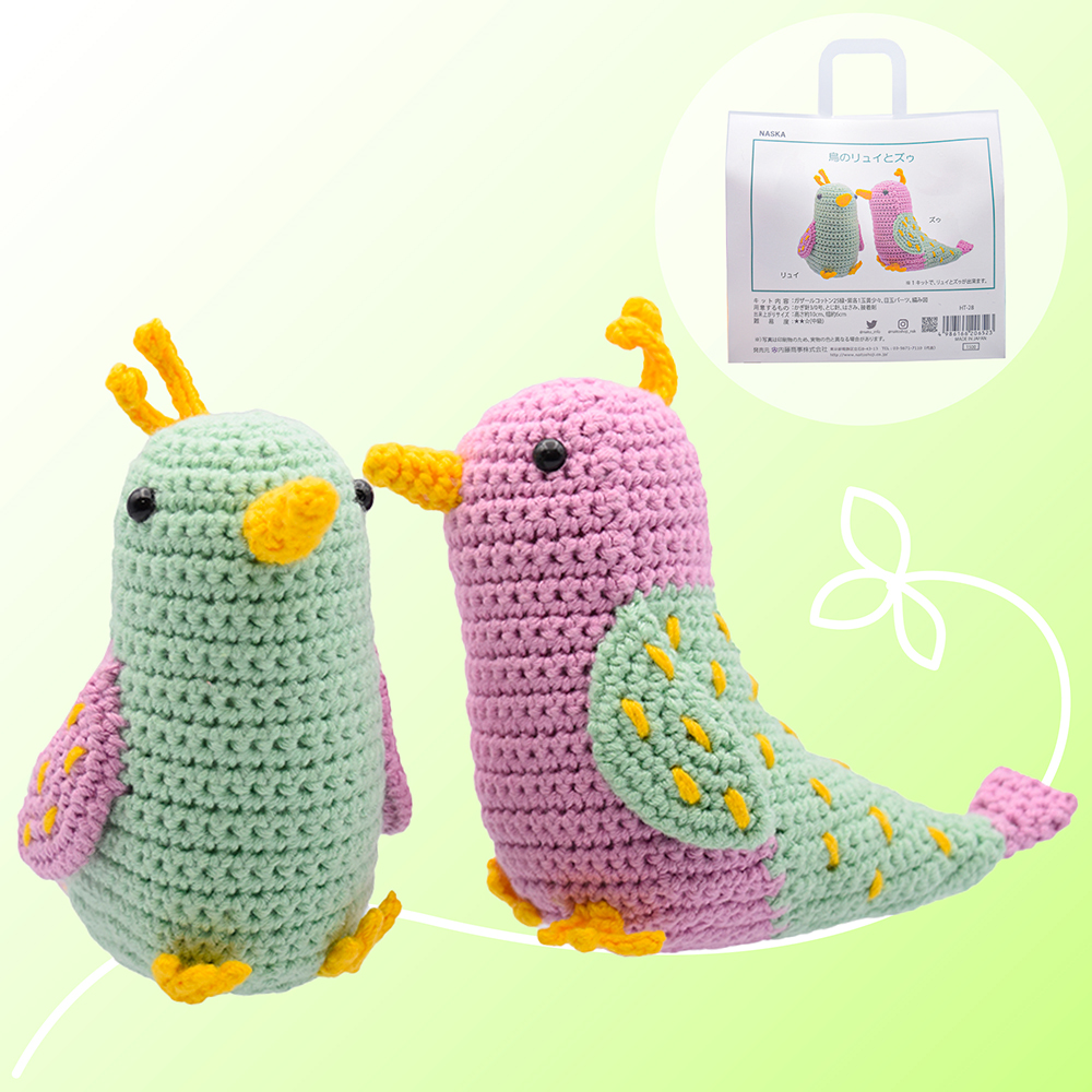 Birds Ryu and Zu Amigurumi Kit Handmade Knitting Elta Design Cute NASKA