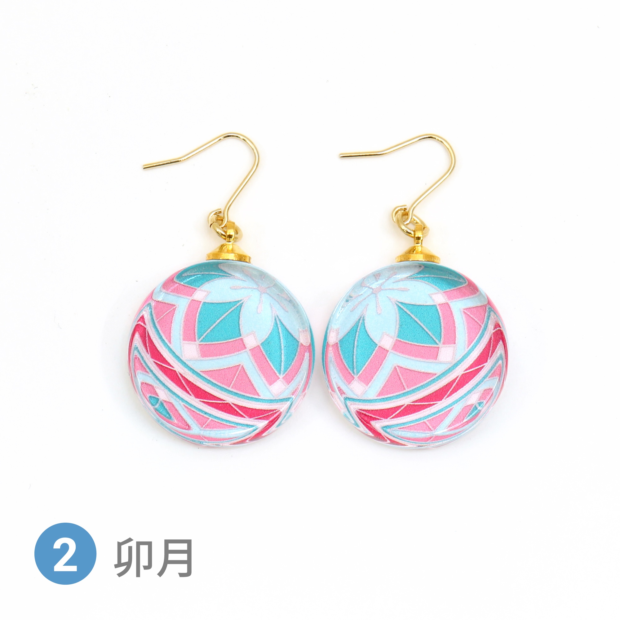 Glass accessories Pierced Earring TEMARI-ss- April round shape