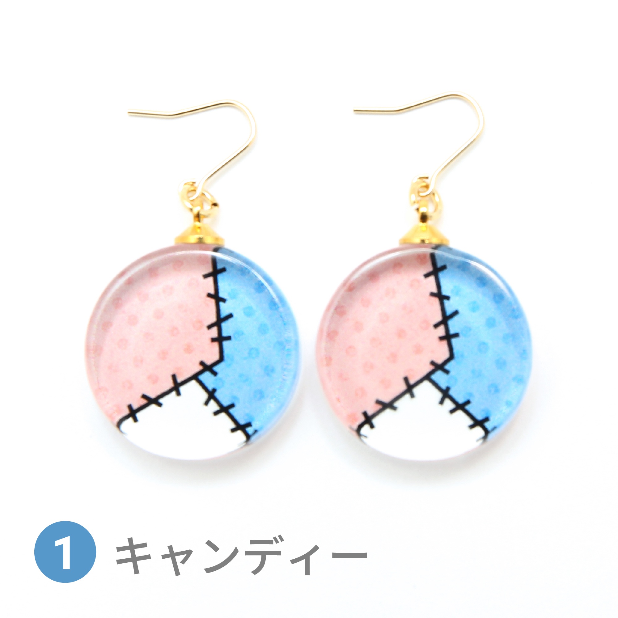 Glass accessories Pierced Earring PATCHWORK candy round shape