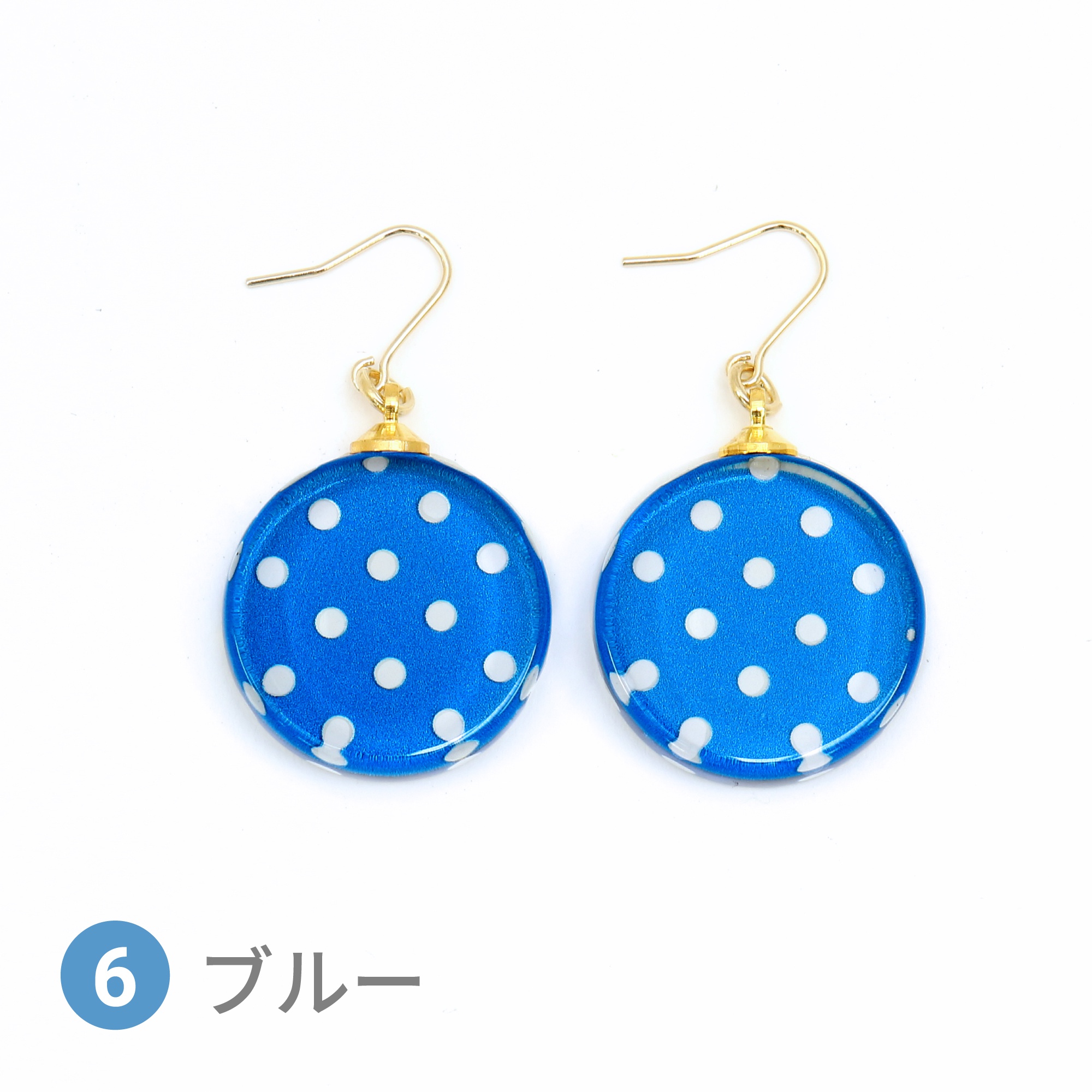 Glass accessories Pierced Earring DOT blue round shape