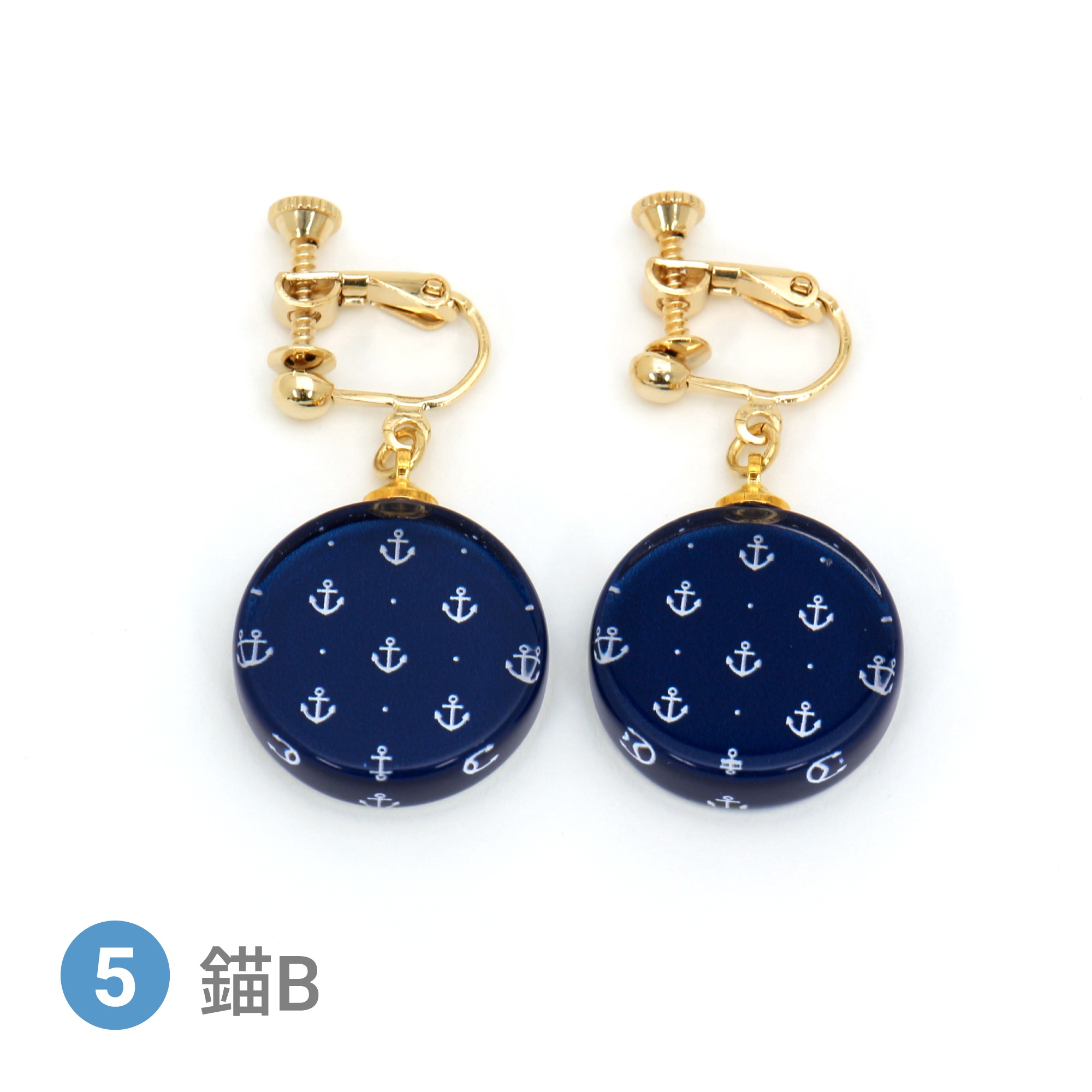 Glass accessories Earring MARINE anchor B round shape