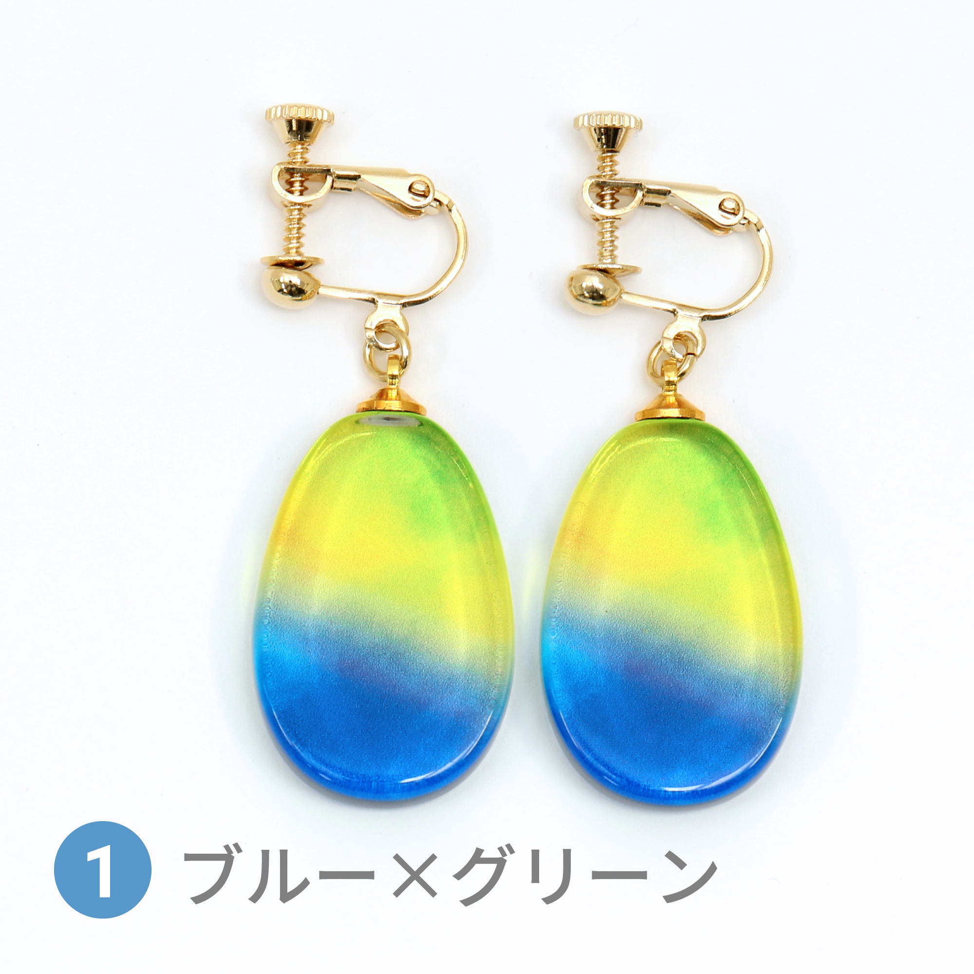 Glass accessories Earring AURORA blue & green drop shape