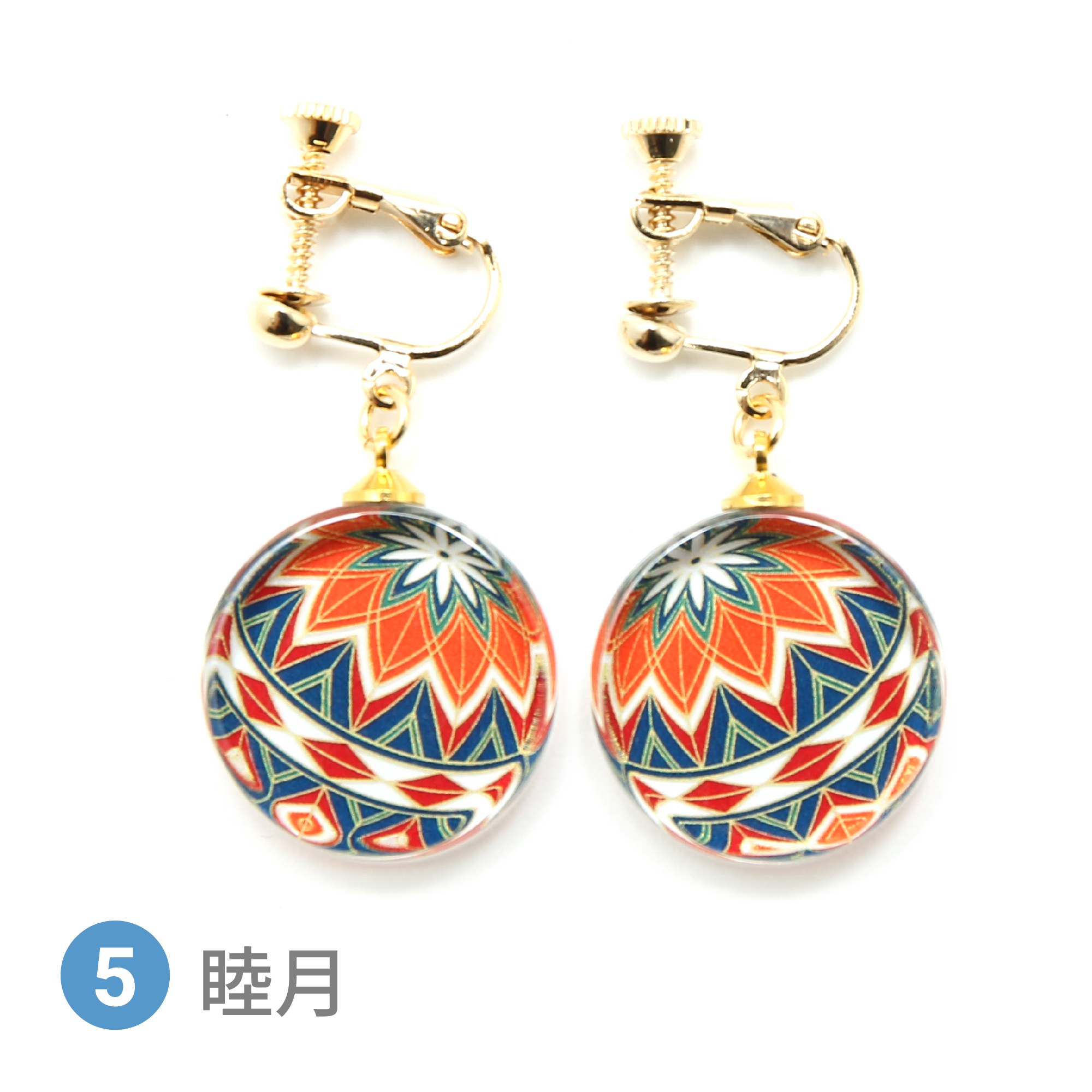 Glass accessories Earring TEMARI-aw- January round shape