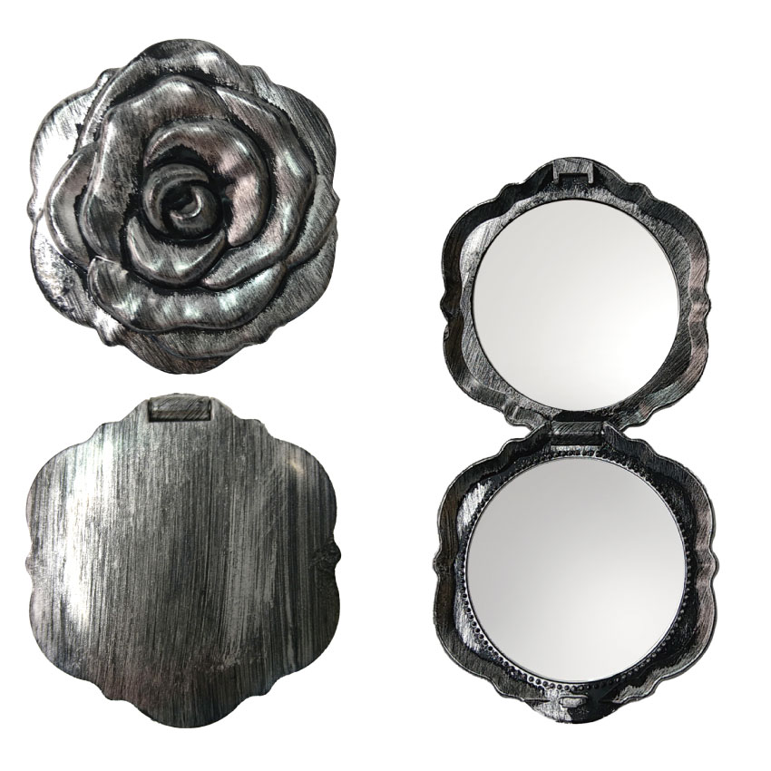 Rose Antique Series Compact Mirror Antique Silver