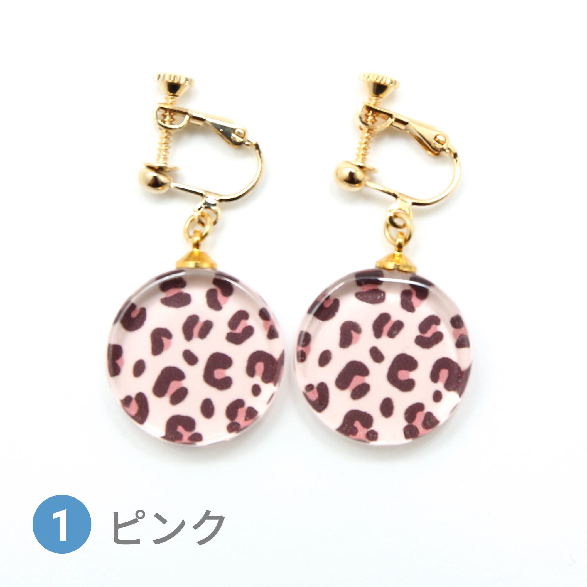Glass accessories Earring LEOPARD pink round shape