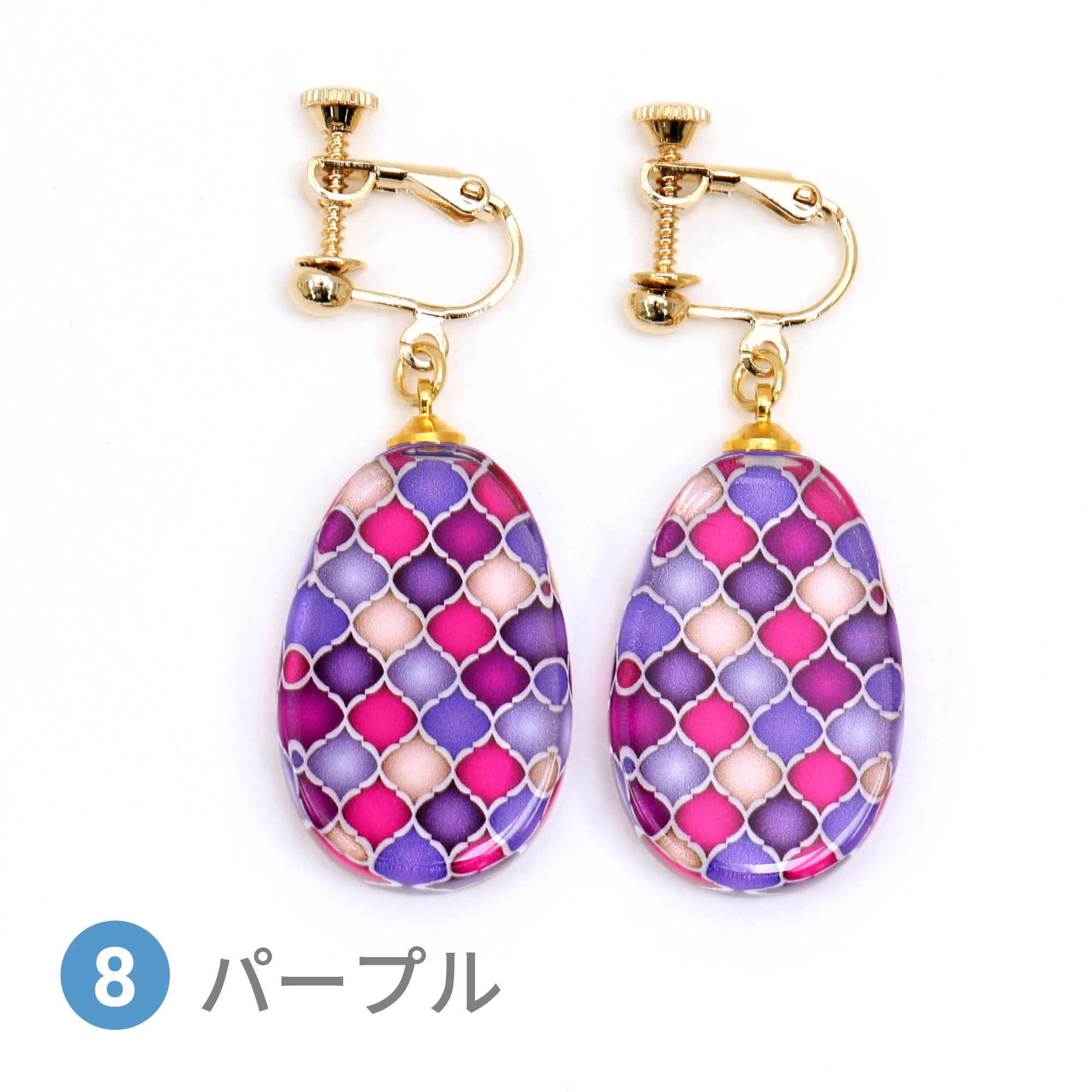 Glass accessories Earring MOROCCAN purple drop shape