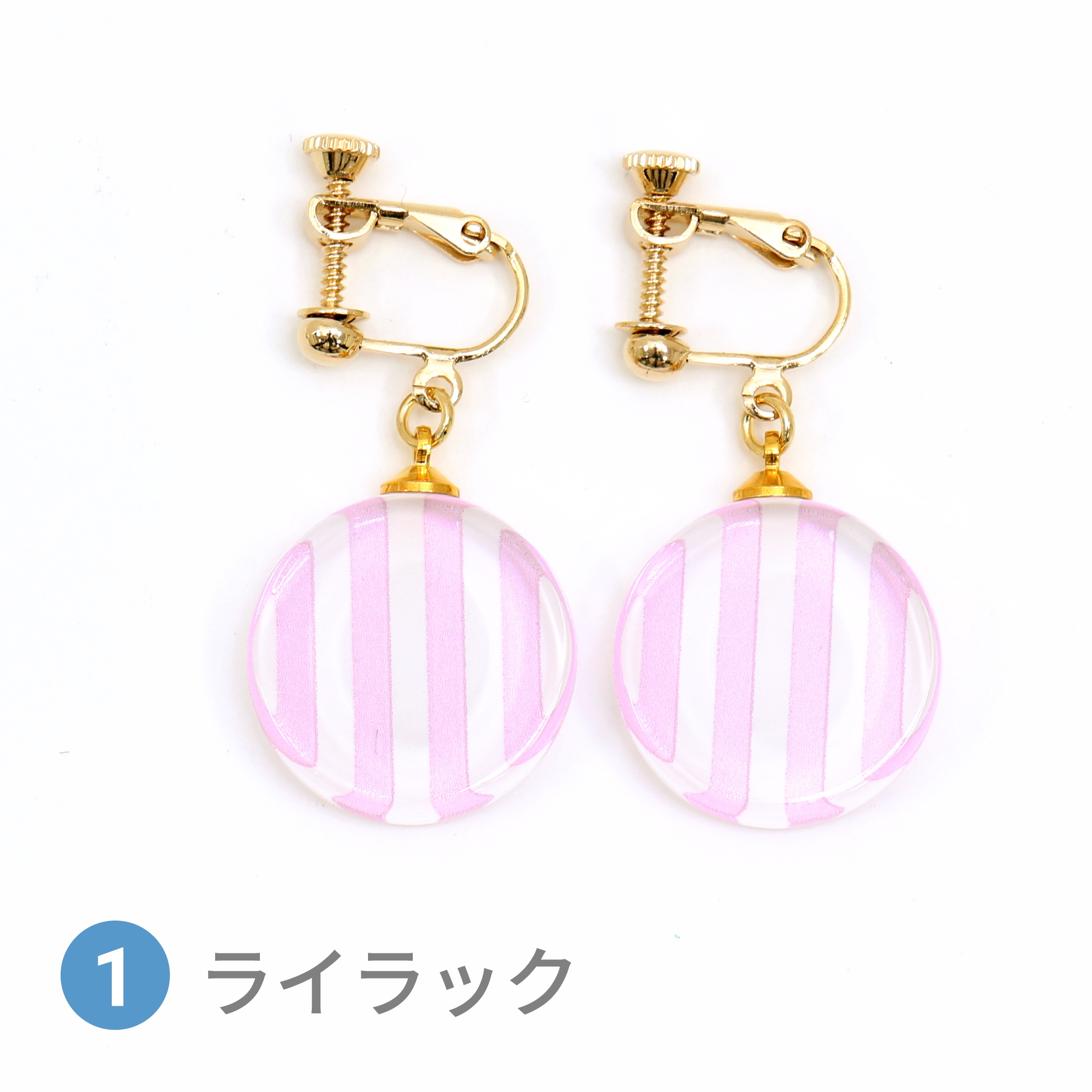 Glass accessories Earring STRIPE lilac round shape
