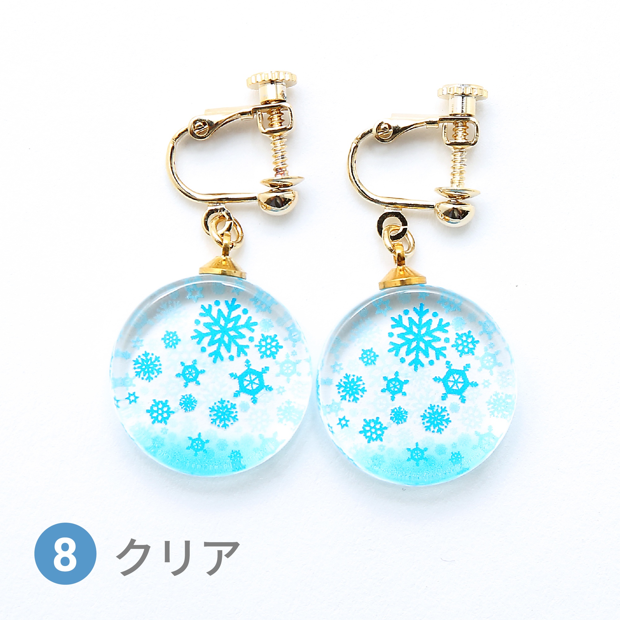 Glass accessories Earring Shiny winter clear round shape
