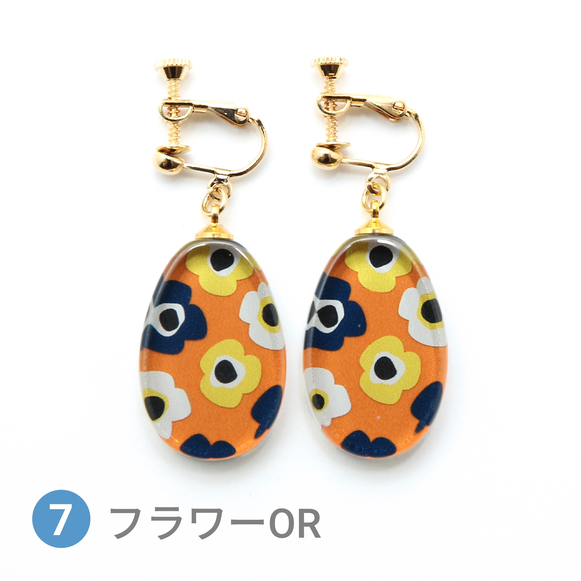 Glass accessories Earring SCANDINAVIAN flower orange drop shape