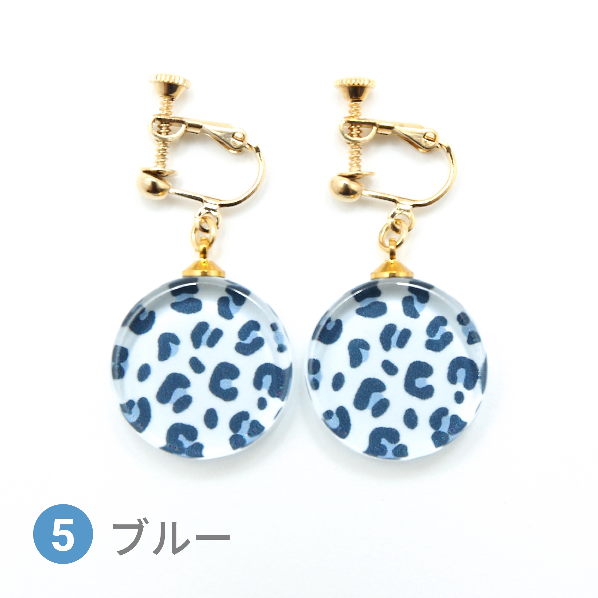 Glass accessories Earring LEOPARD blue round shape