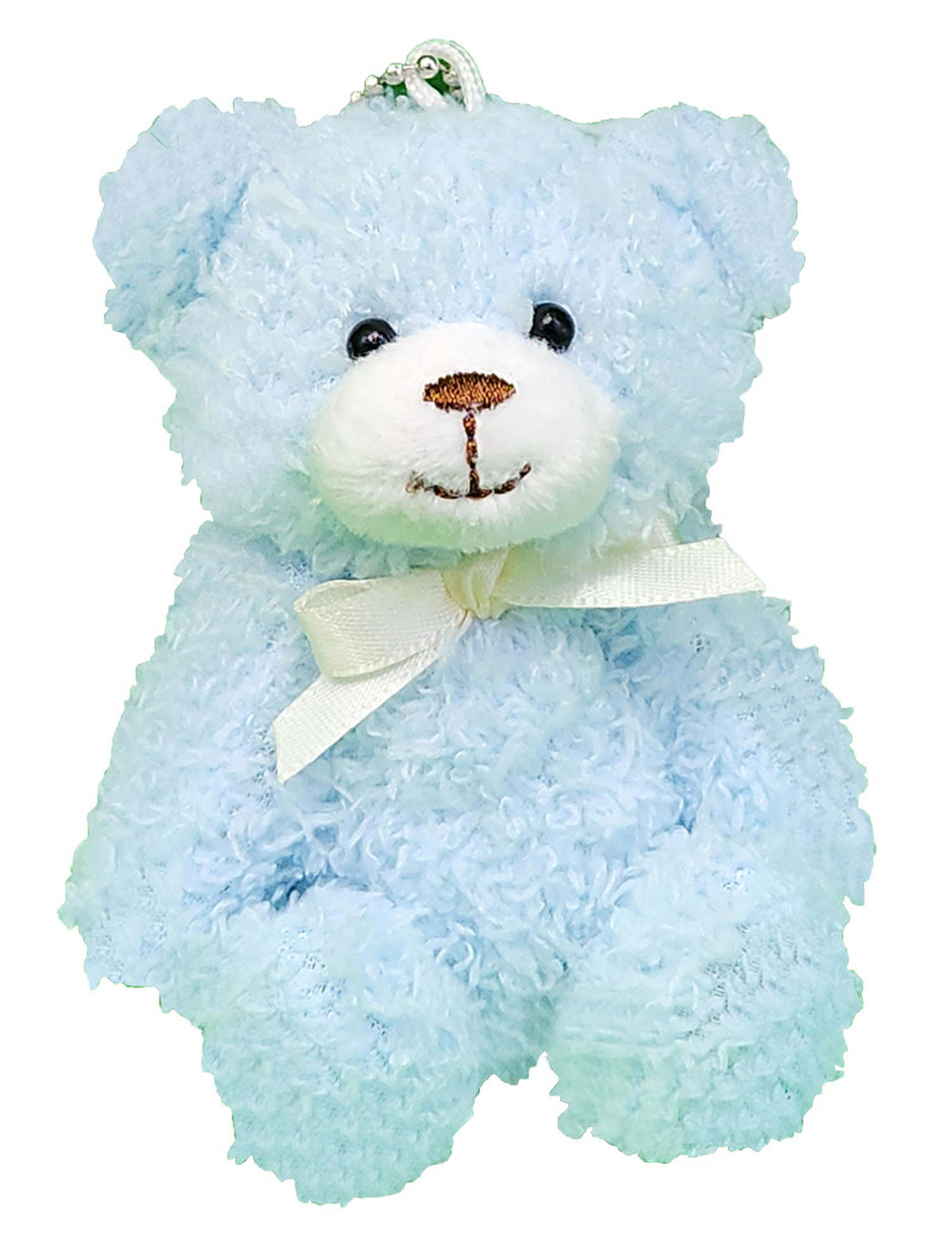 Mini mascot with ball chain, ribbon bear, light blue
