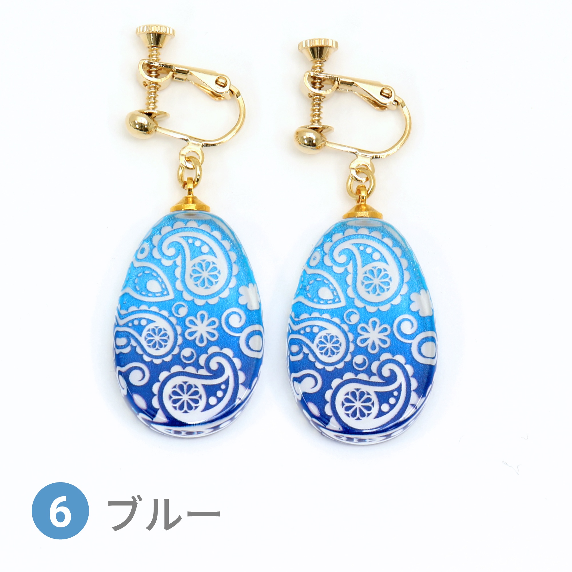 Glass accessories Earring PAISLEY blue drop shape
