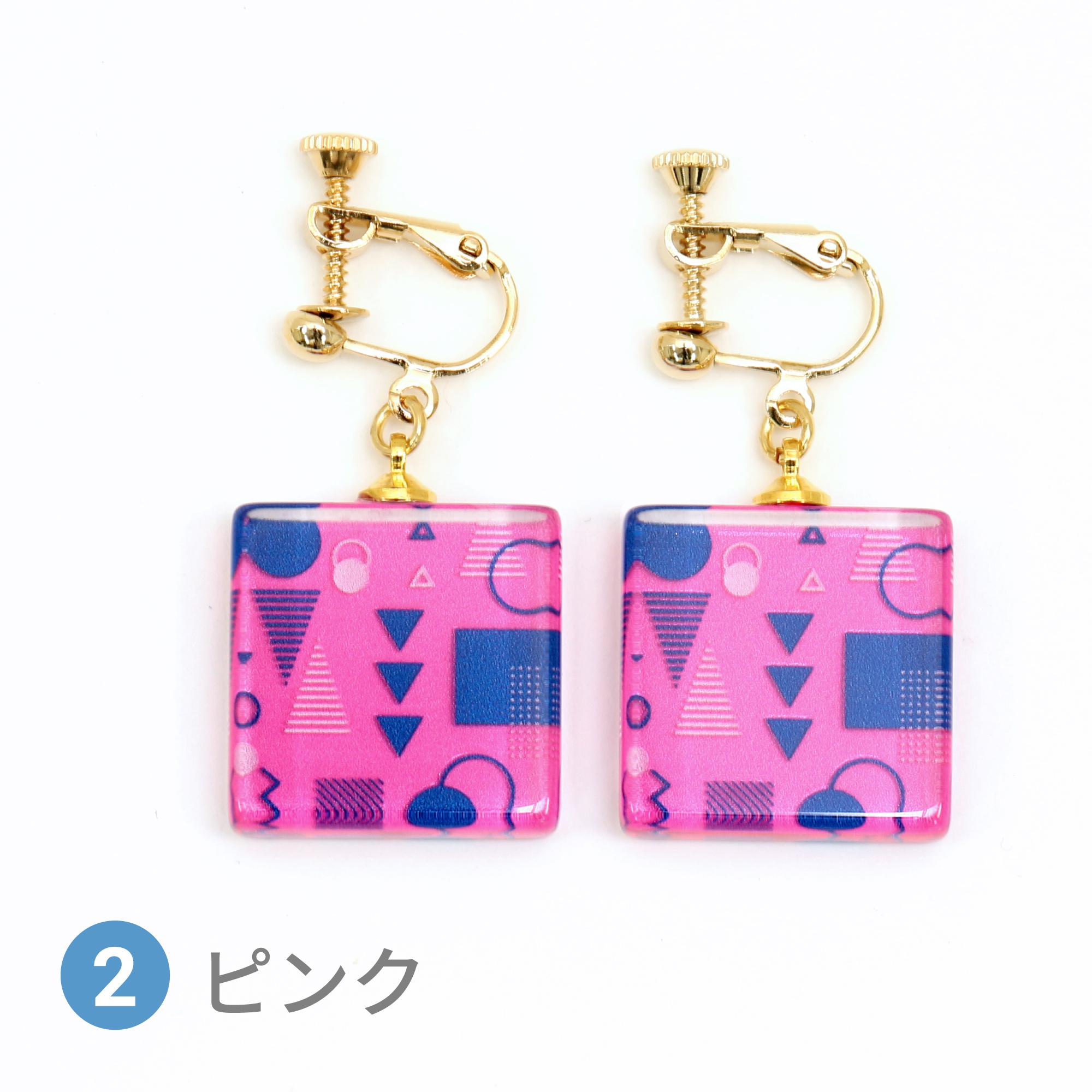Glass accessories Earring GEOMETRIC pink square shape