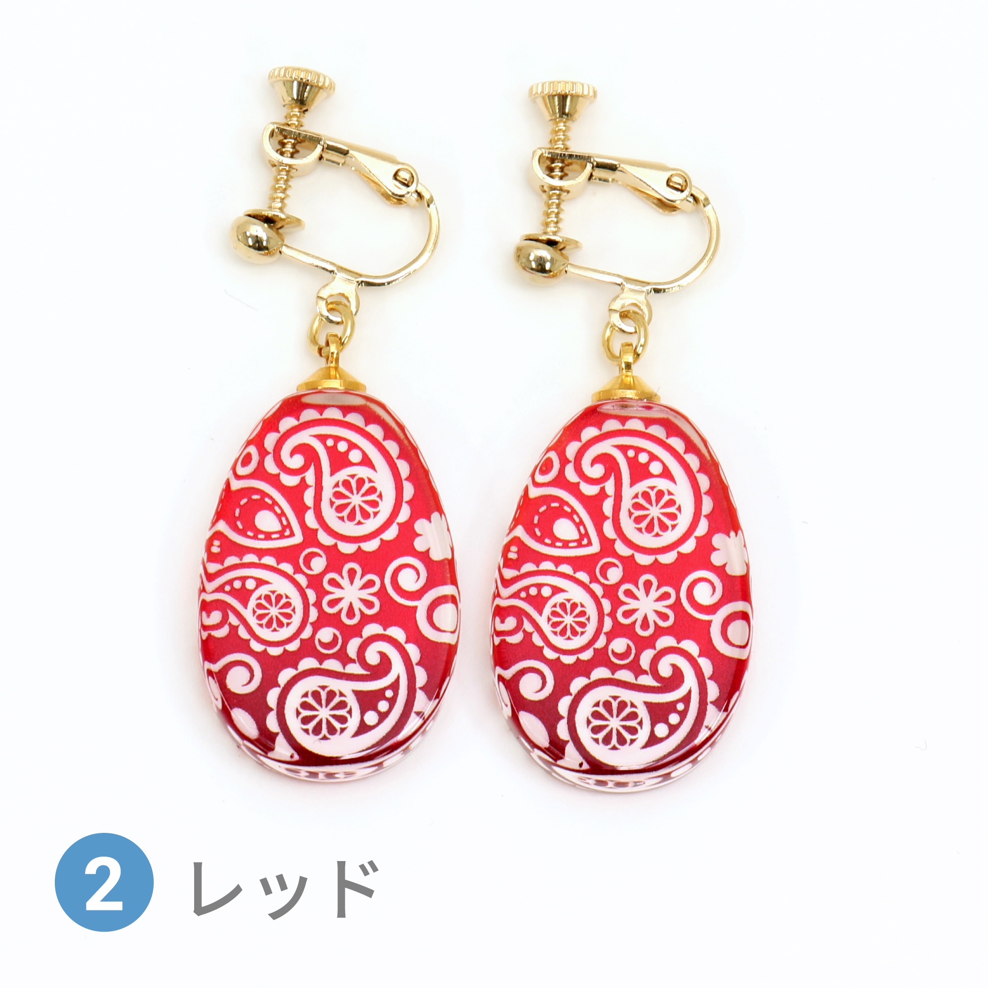 Glass accessories Earring PAISLEY red drop shape
