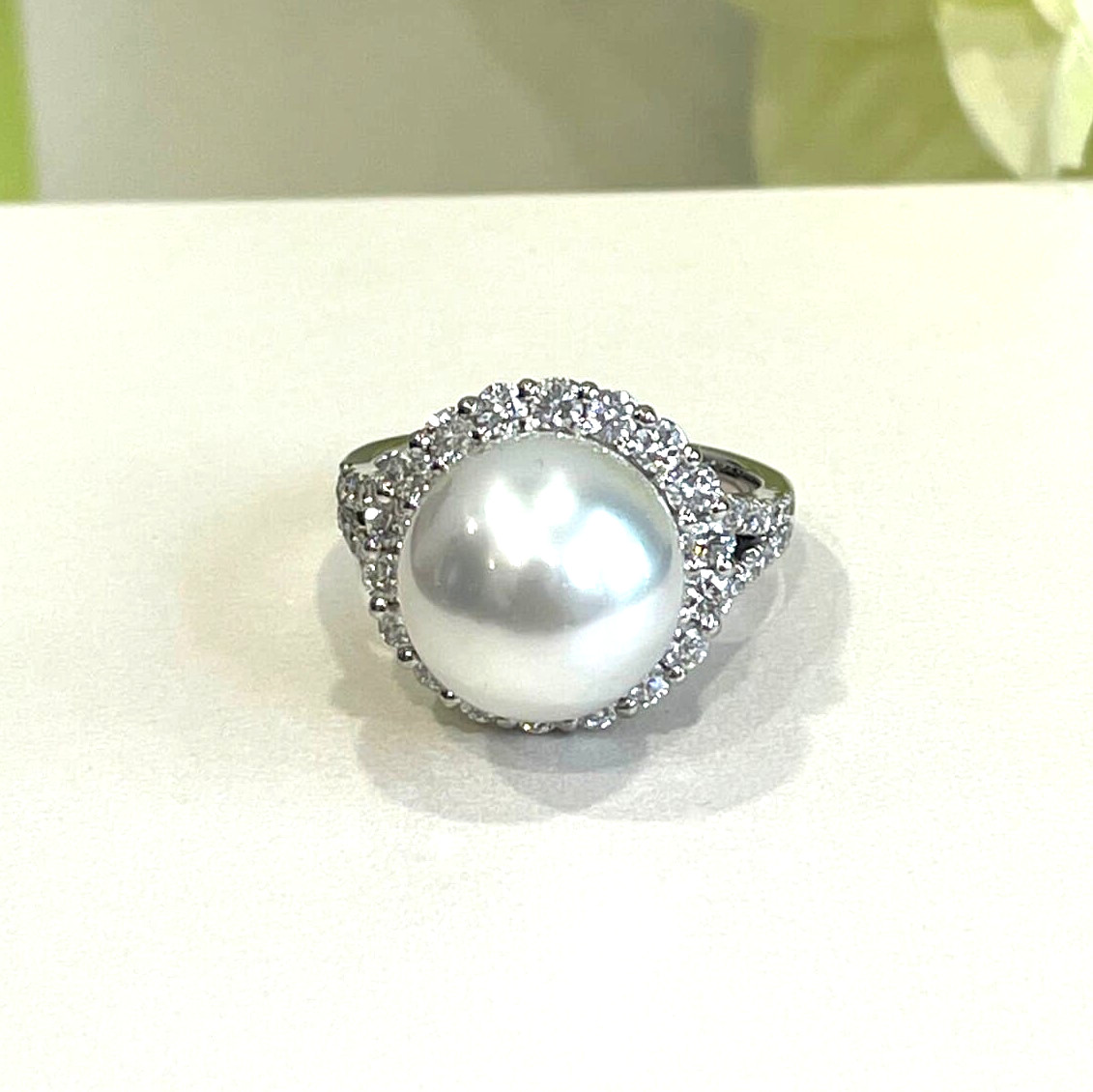 [one of a kind] Platinum900 pearl diamond Ring pearl 12mm diamond 1.020ct size : JCS13 US6.5-7(adjustable)