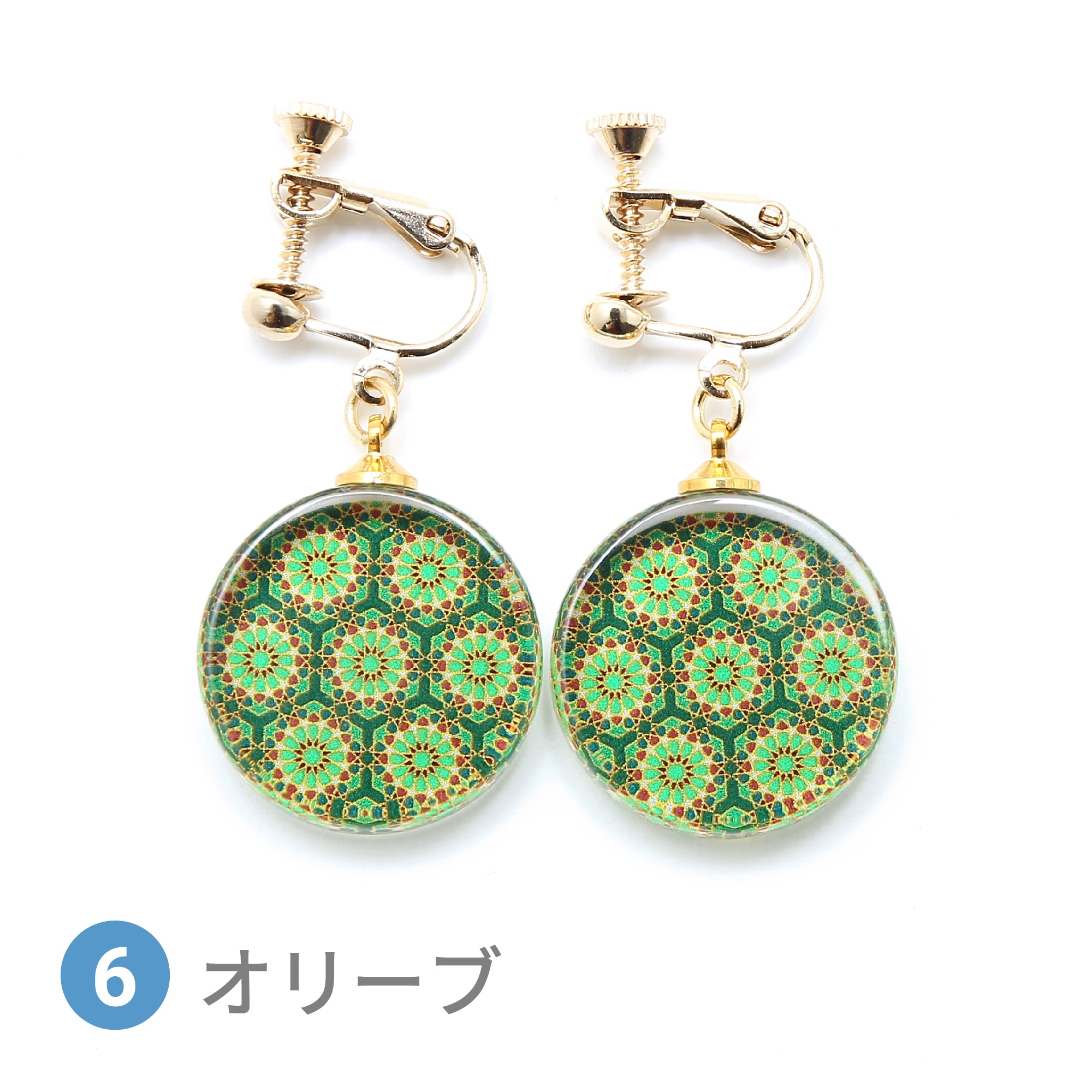 Glass accessories Earring ARABESQUE olive round shape