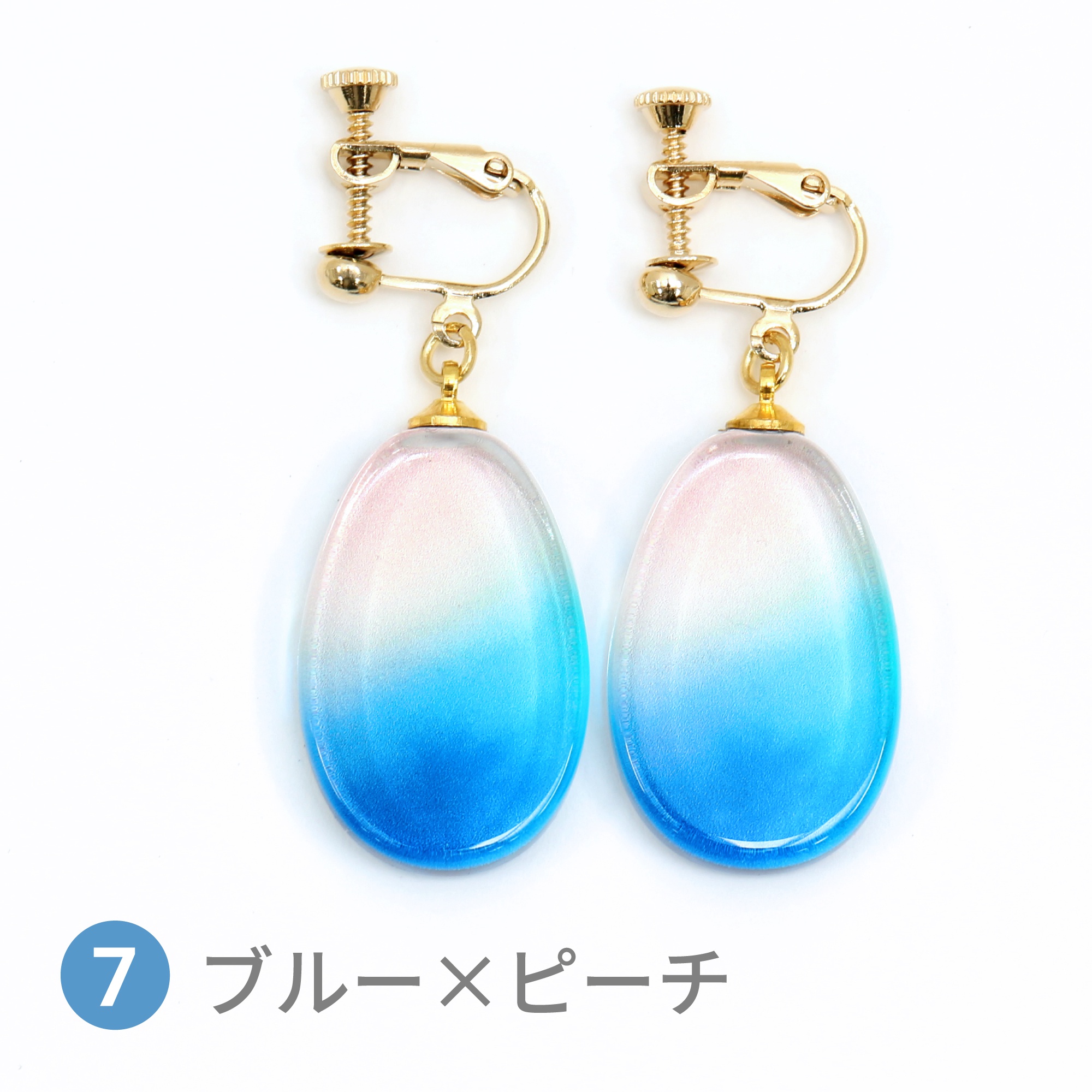 Glass accessories Earring AURORA blue &peach drop shape