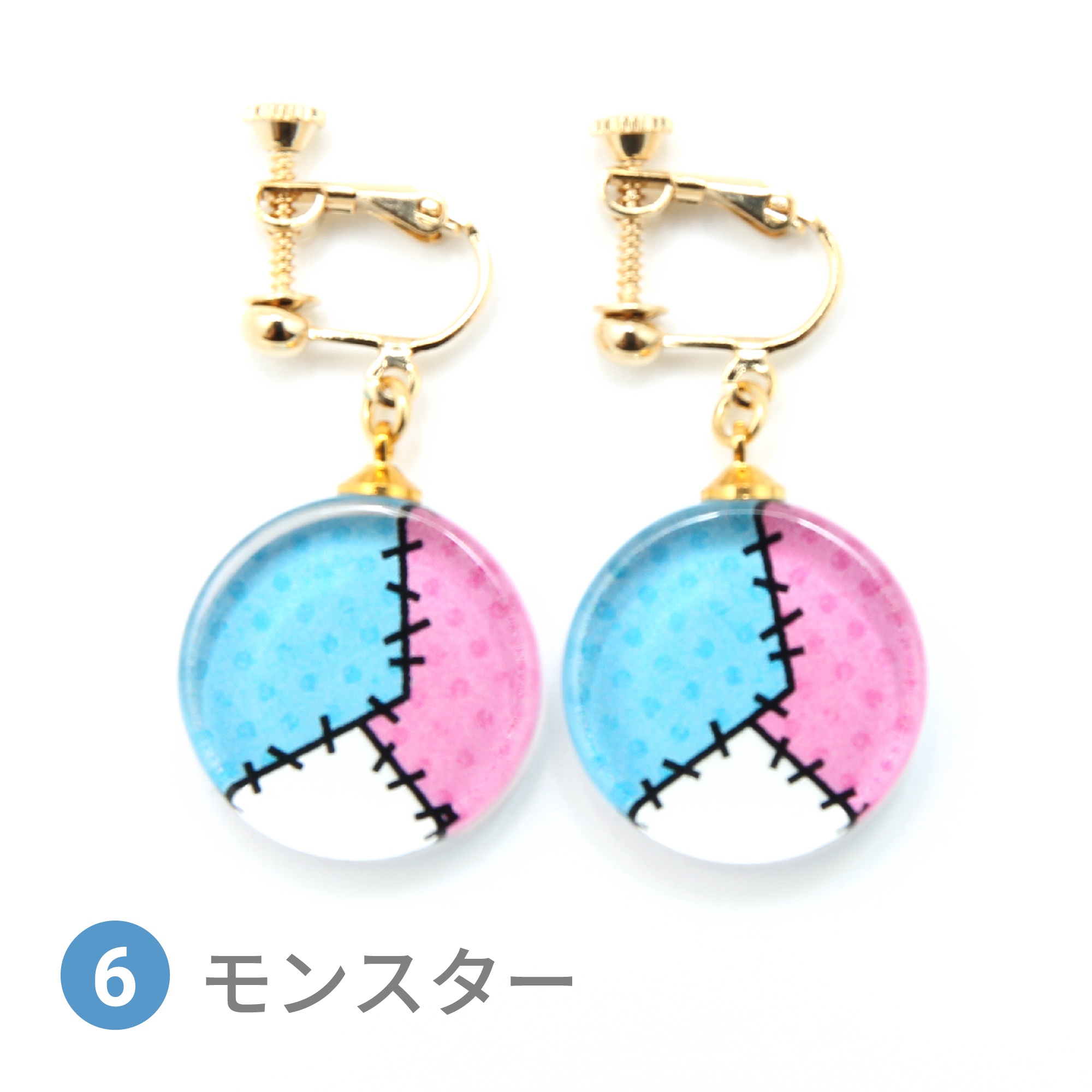 Glass accessories Earring PATCHWORK monster round shape