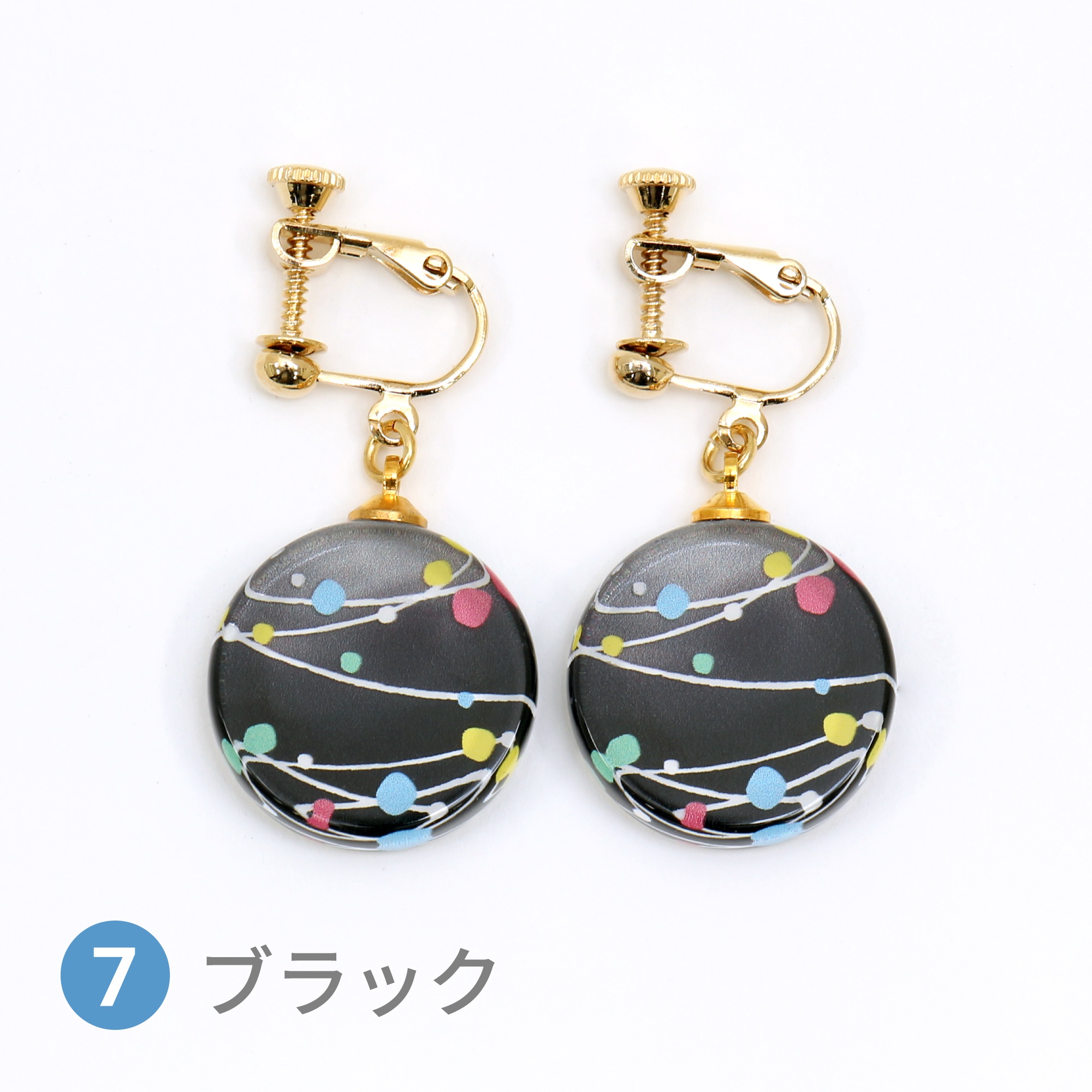 Glass accessories Earring WATER BALLOON black round shape